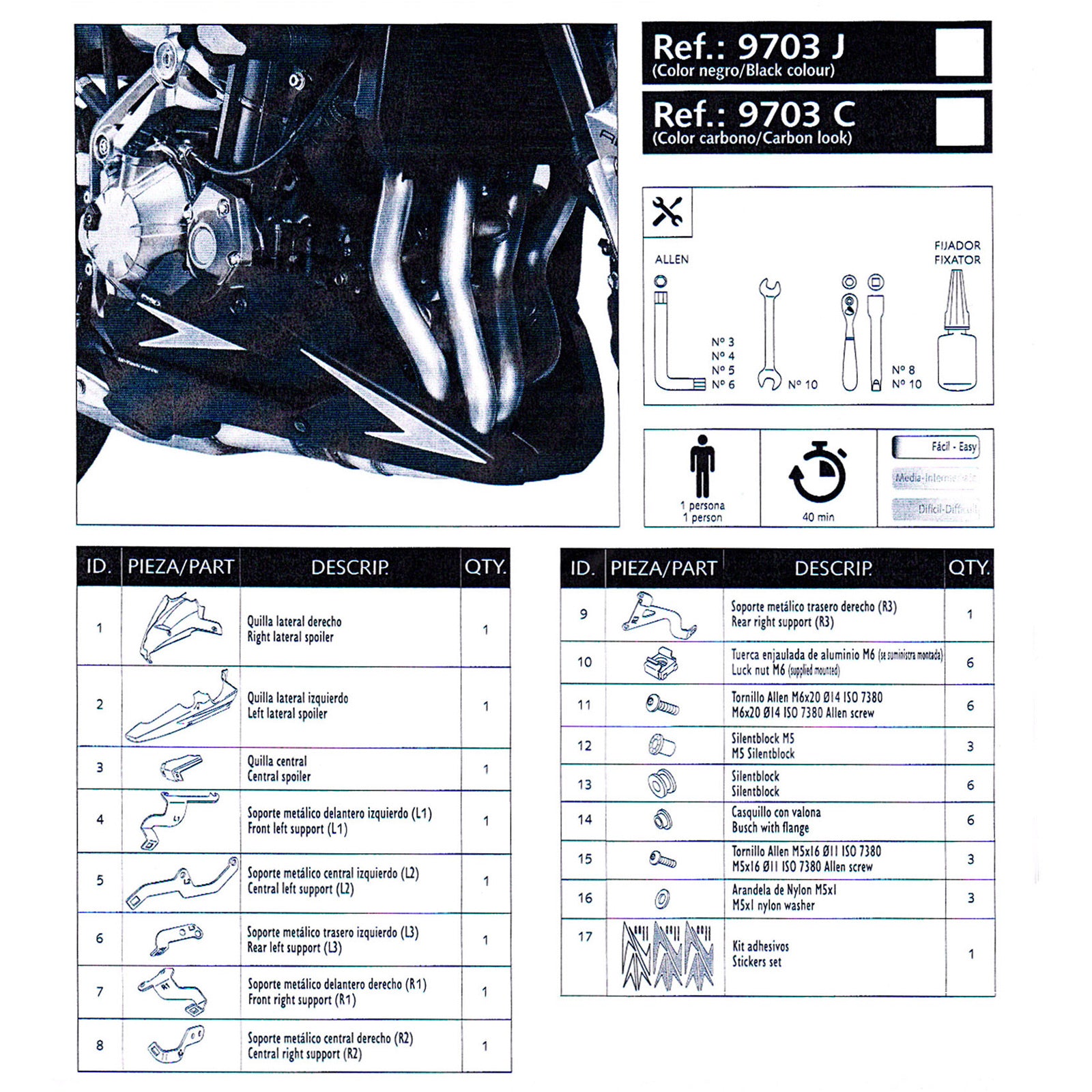 17-19 Kawasaki Z900 Side Lower Fairing Panel Cover Carbon