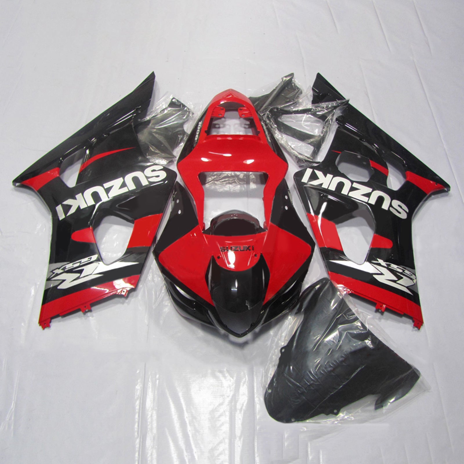 Amotopart 2003-2004 Suzuki GSXR1000 Red Black Silver Fairing Kit