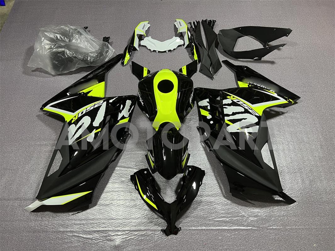 Amotopart Kawasaki EX300/Ninja300 2013-2023 Chartreuse&Schwarzes Verkleidungskit