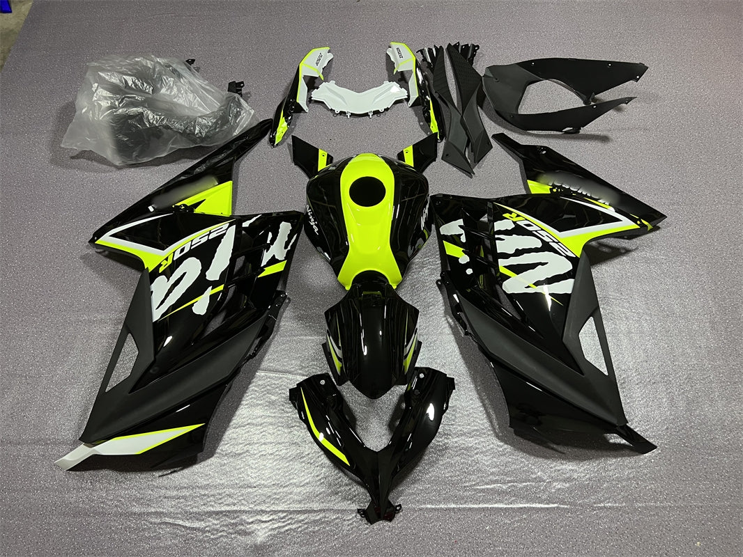 Amotopart Kawasaki EX300/Ninja300 2013-2023 Kit de carénage Chartreuse et noir