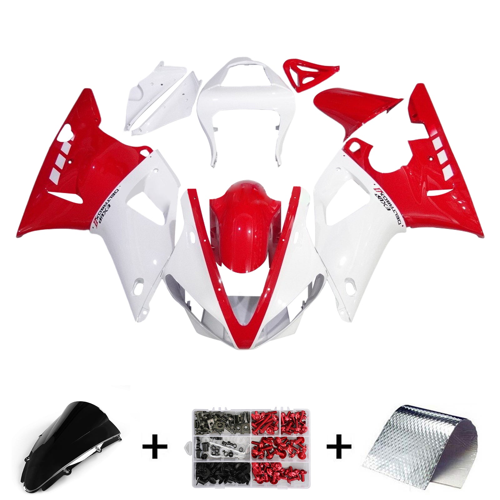 Amotopart 2000-2001 Yamaha YZF 1000 R1 Kit de carenado blanco rojo