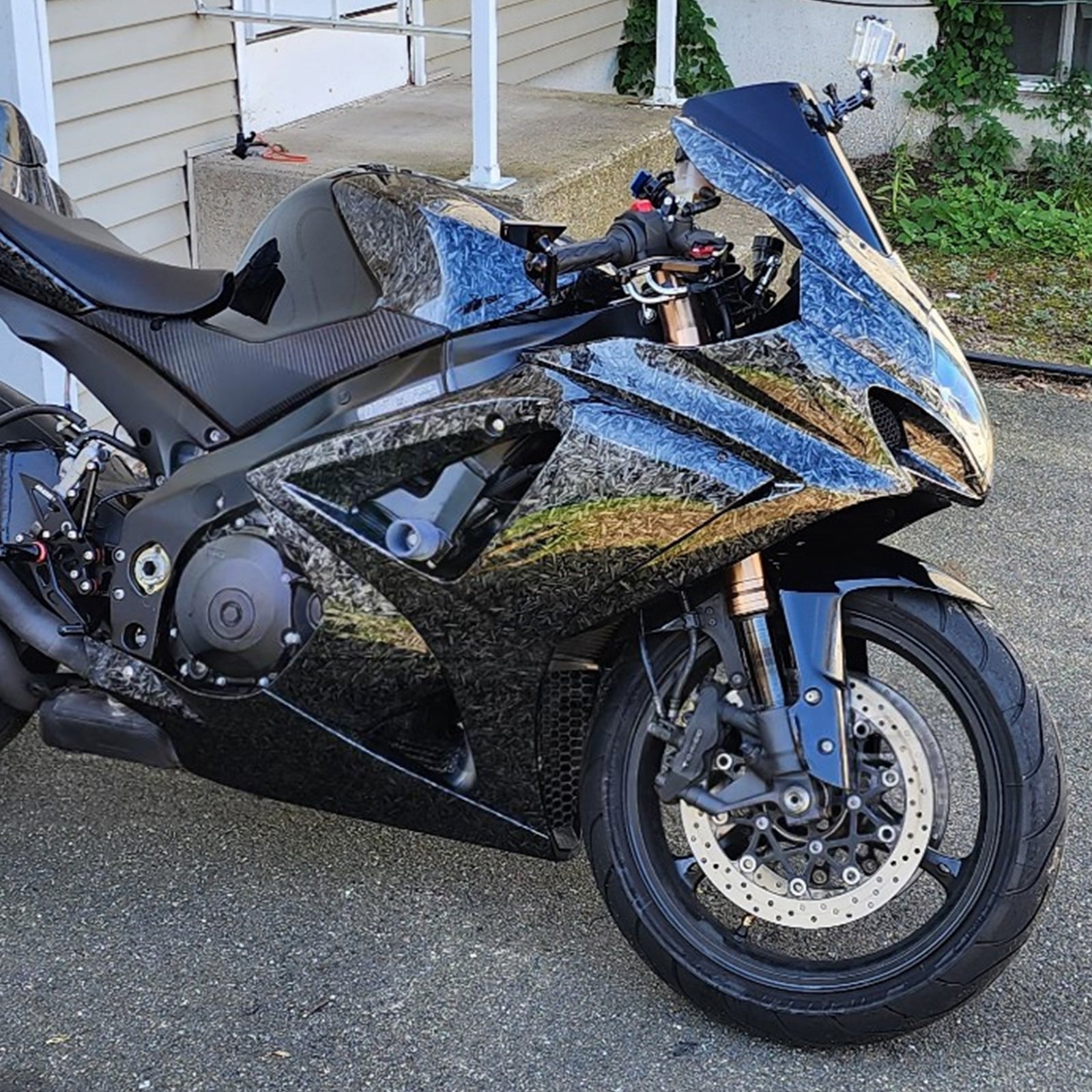 Amotopart 2007-2008 Suzuki GSXR1000 Black Carbon Marble Pattern Fairing Kit