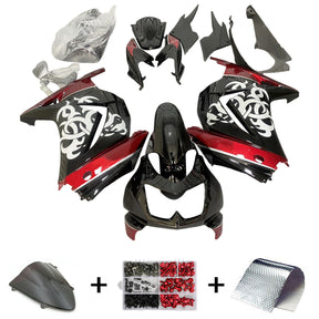 Amotopart 2008-2012 Kit carena Kawasaki EX250 Ninja250R nero lucido rosso e bianco