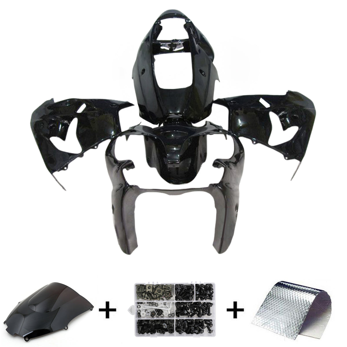 Amotopart 2002-2003 Kawasaki ZX-9R Black White Gray Fairing Kit