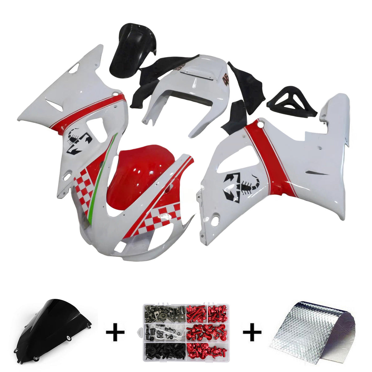 Amotopart 1998-1999 Yamaha YZF-R1 Red Black White Gray Fairing Kit
