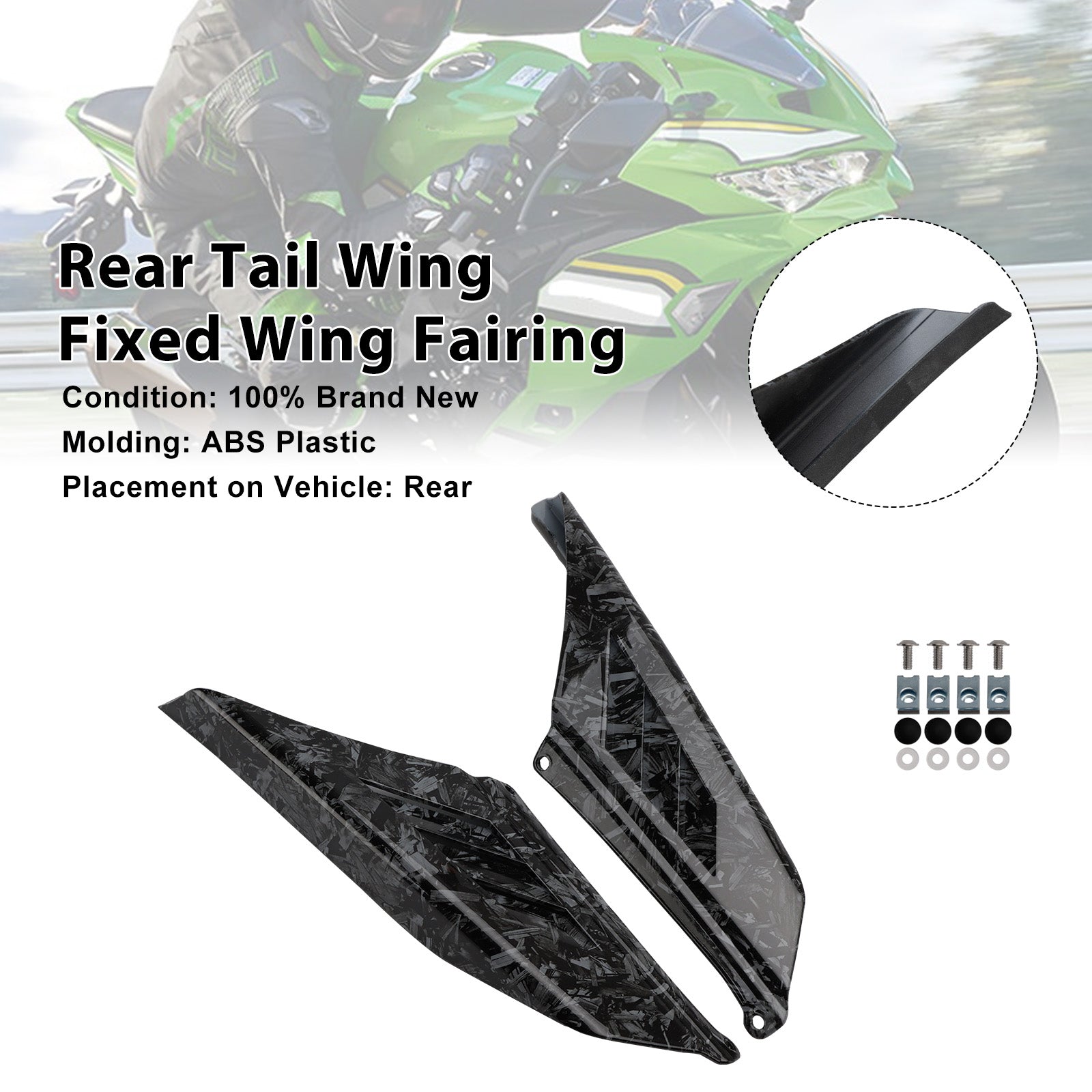 Kawasaki NINJA ZX-4R ZX-4RR 2023-2025 Rear Tail Wing Fixed Wing Fairing