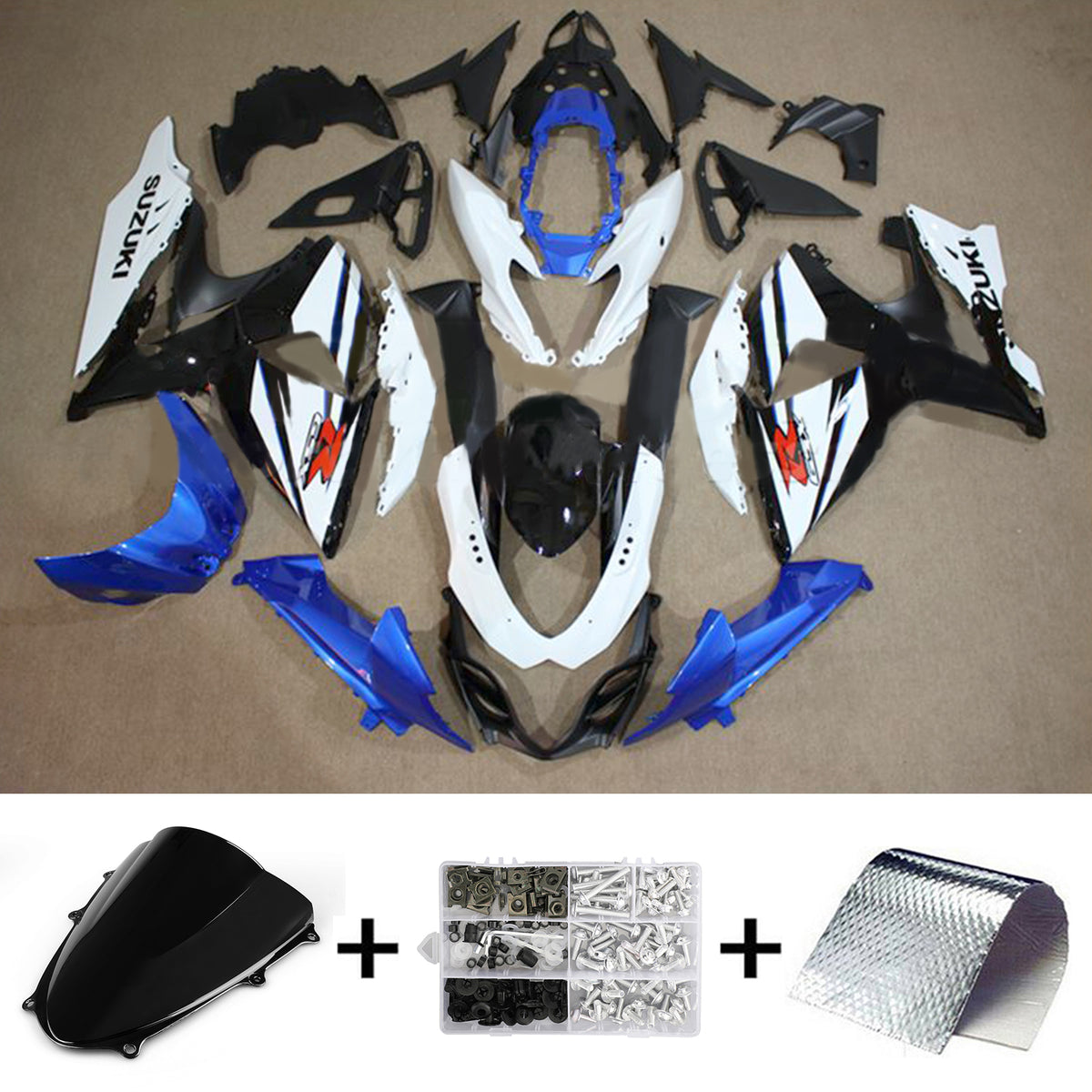 Amotopart 2009-2016 K9 GSXR1000 Suzuki Azul y Blanco Style2 Kit de carenado