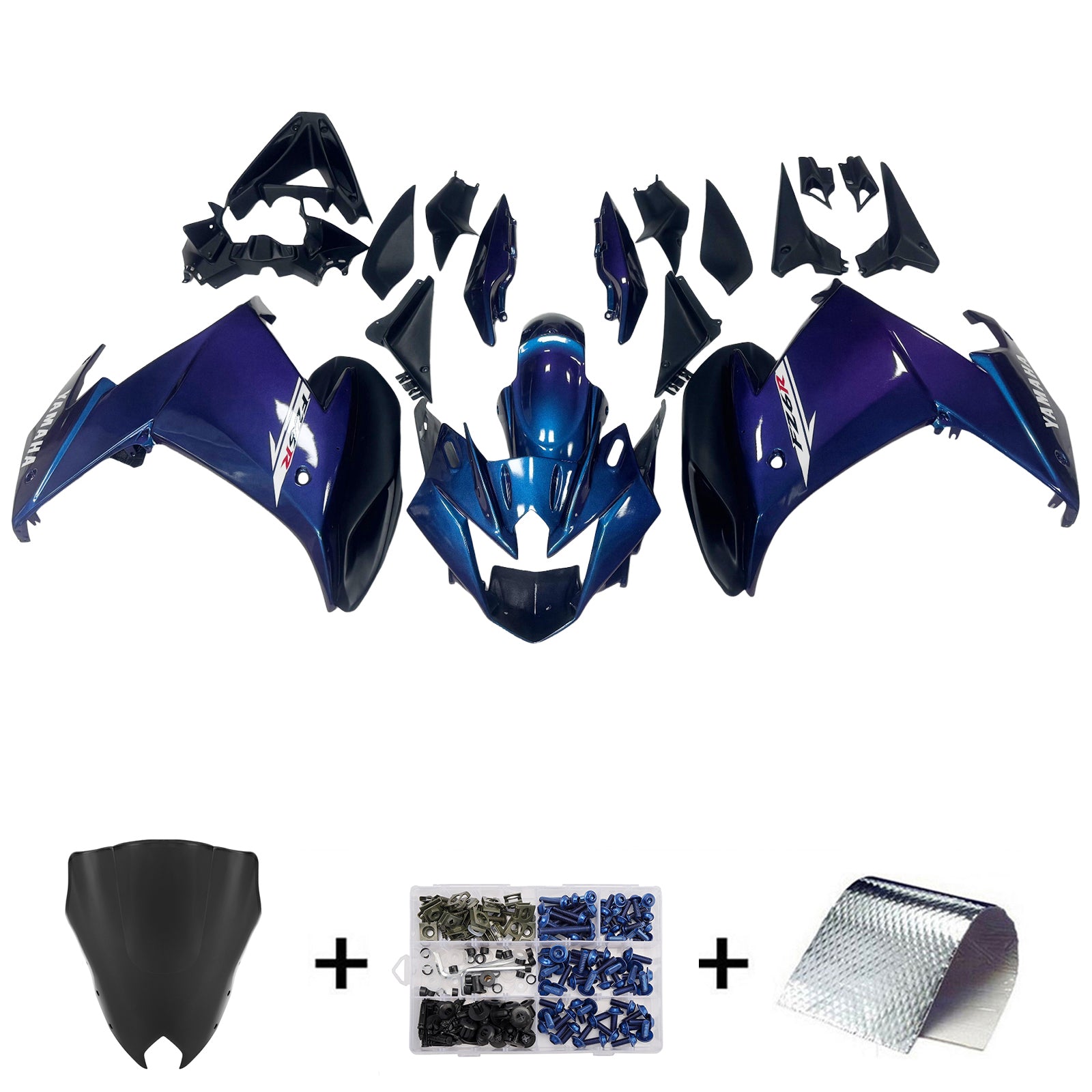 Amotopart 2009-2015 Yamaha FZ6R Blue White Fairing Kit