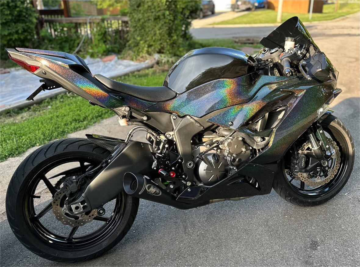 Kit de carénage Amotopart Kawasaki 2019-2023 ZX6R noir arc-en-ciel