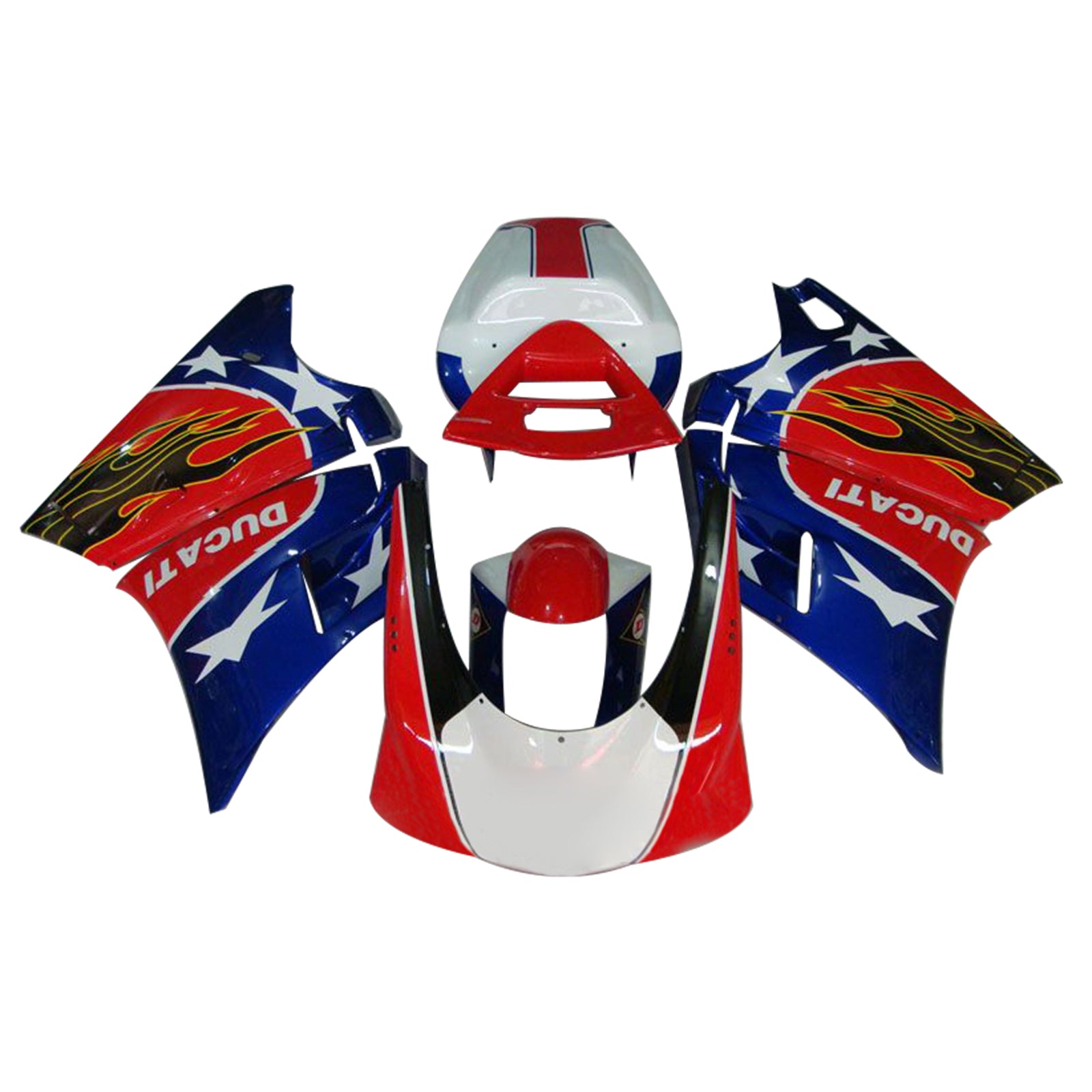 Amotopart Ducati 996 748 1996-2002 Kit de carénage rouge et bleu Style2