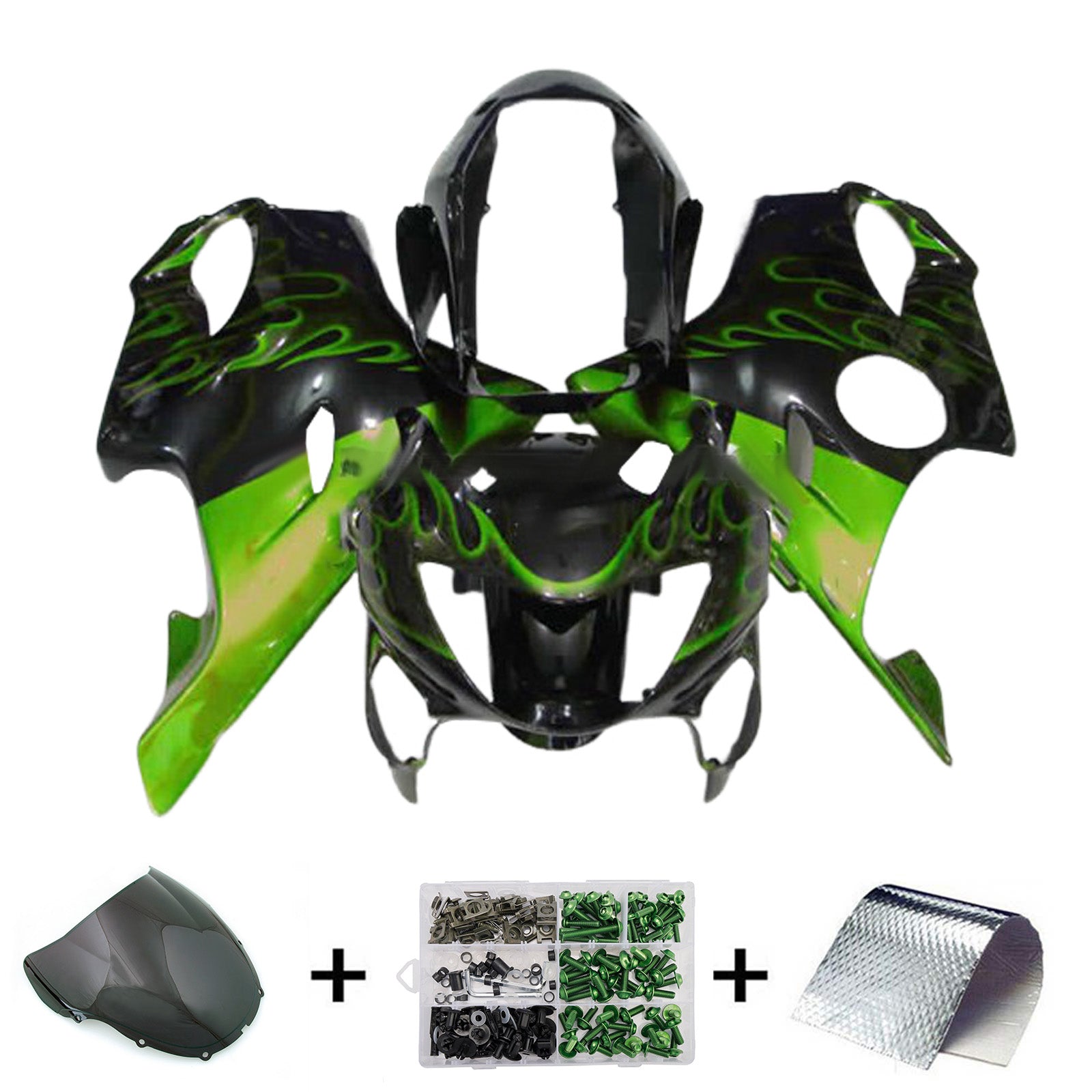 Amotopart 1999-2000 Honda CBR600 F4 Black Light Green Fairing Kit