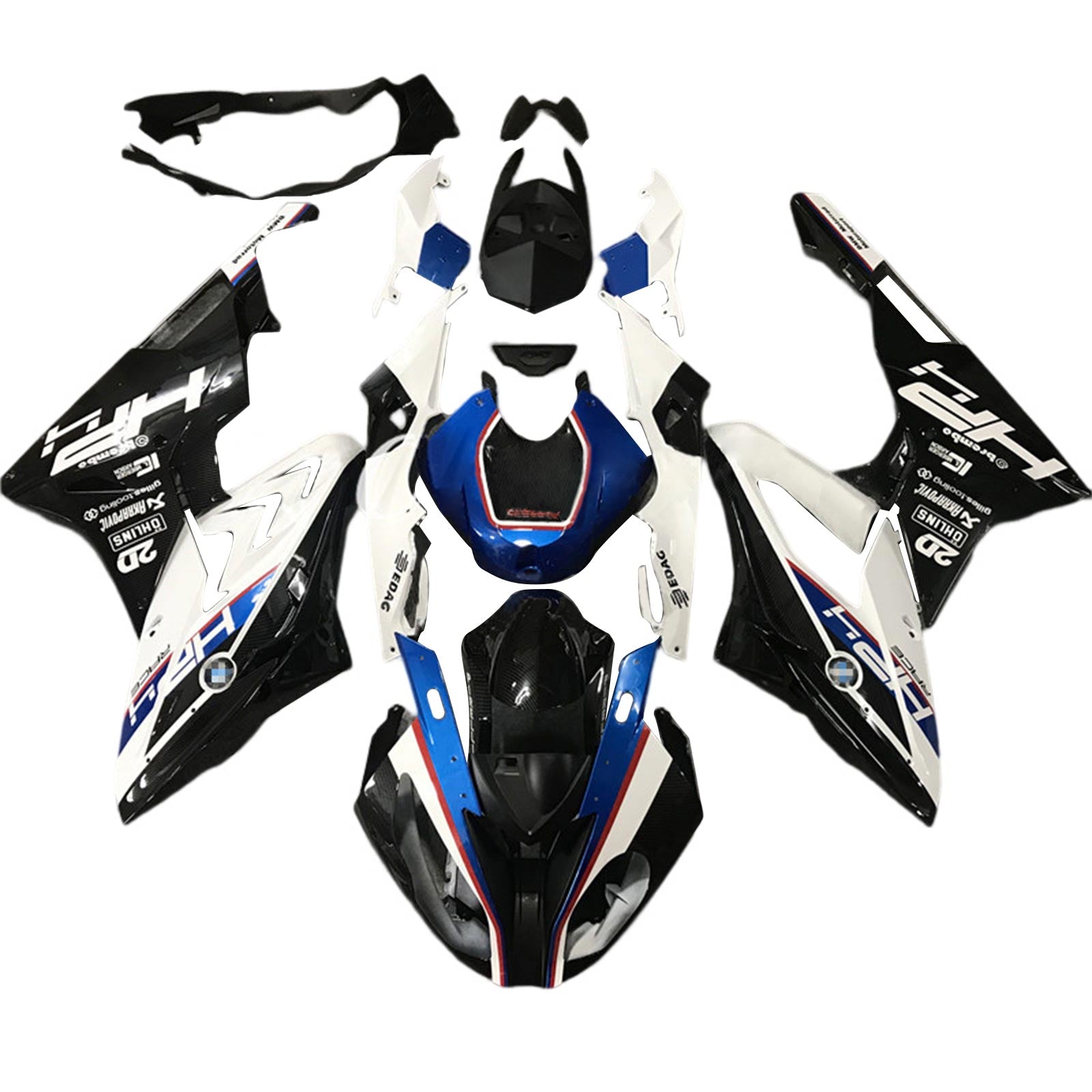 Kit de carénage Amotopart BMW S1000RR 2017-2018 noir et bleu