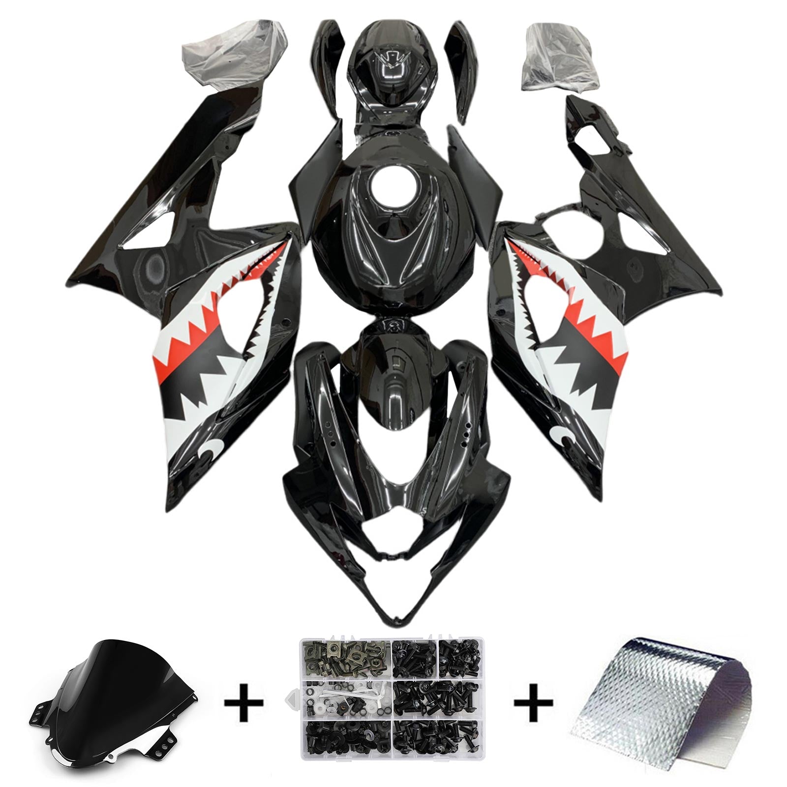 Amotopart 2005-2006 Suzuki GSXR1000 K5 Black Shark Teeth Fairing Kit