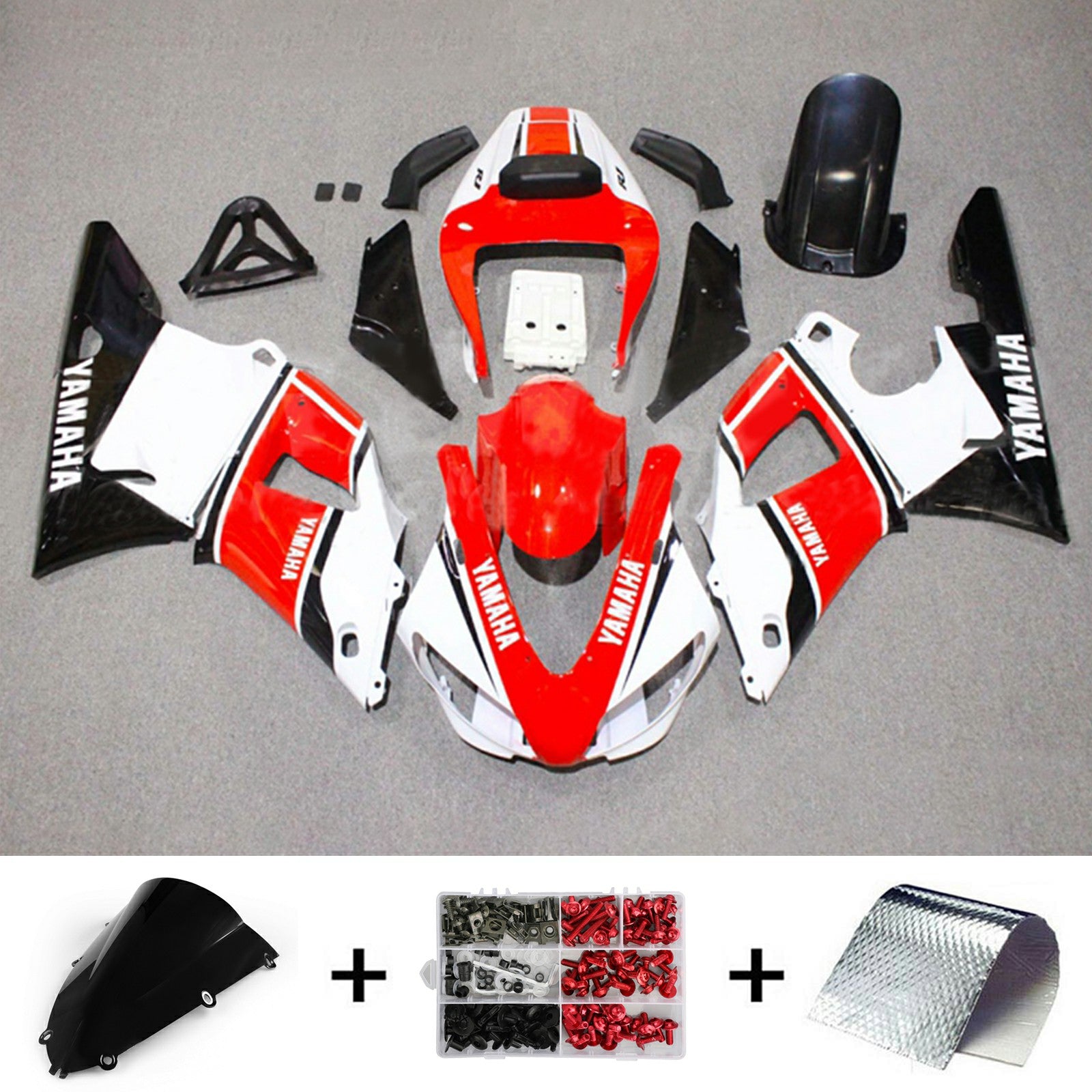 Amotopart 1998-1999 Yamaha YZF 1000 R1 Red&White Style3 Fairing Kit