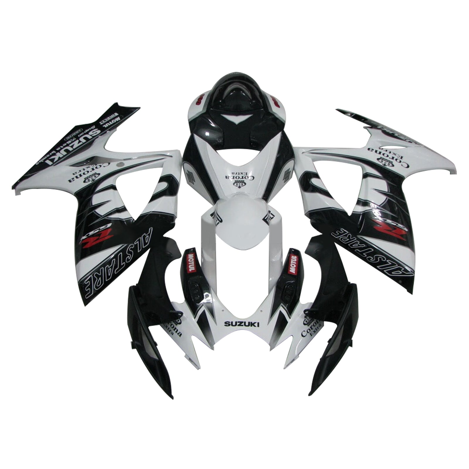 Amotopart 2006-2007 K6 GSXR 600/750 Suzuki Kit de carénage noir et blanc