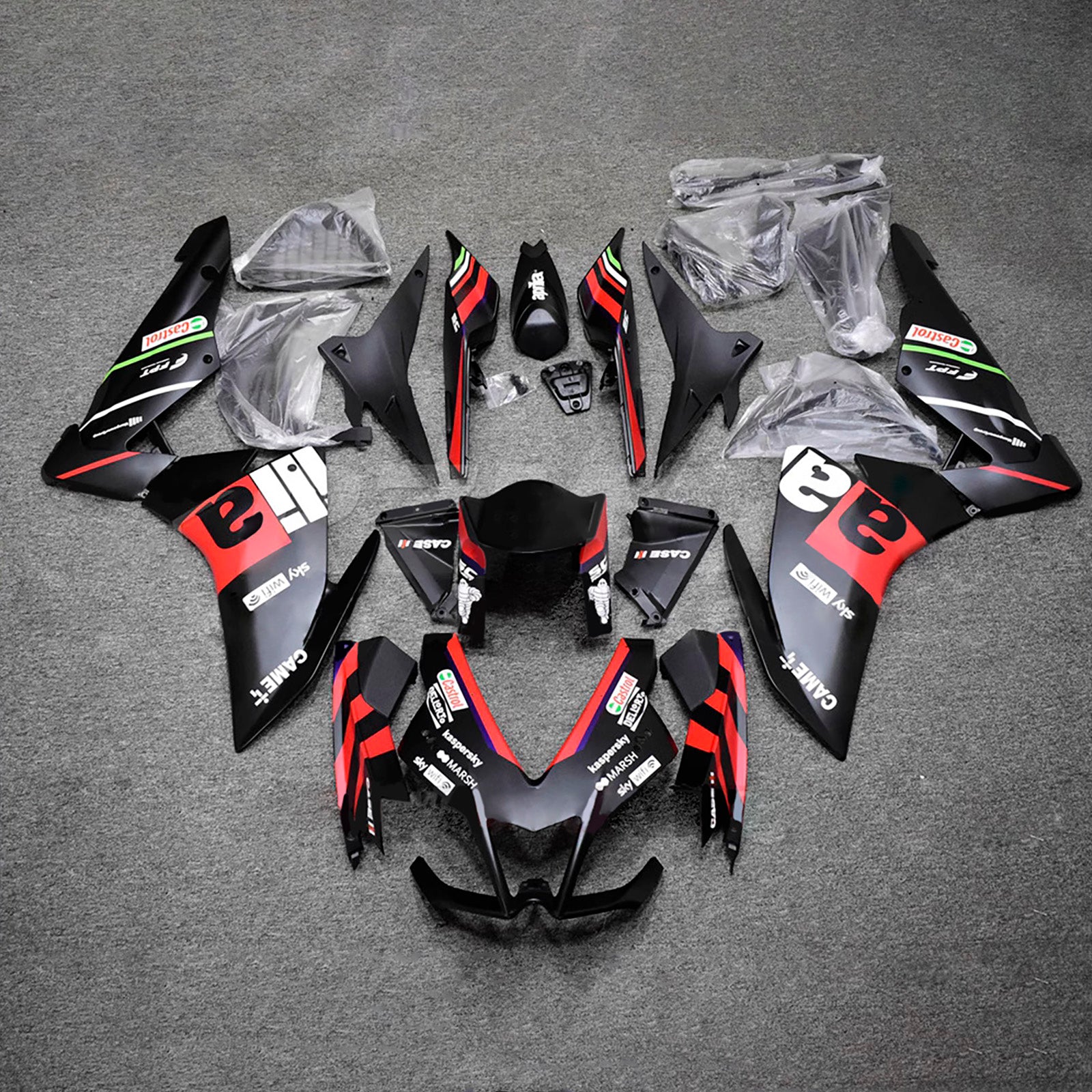 Amotopart 2009-2015 Aprilia RSV4 1000 Matte Black Red Fairing Kit