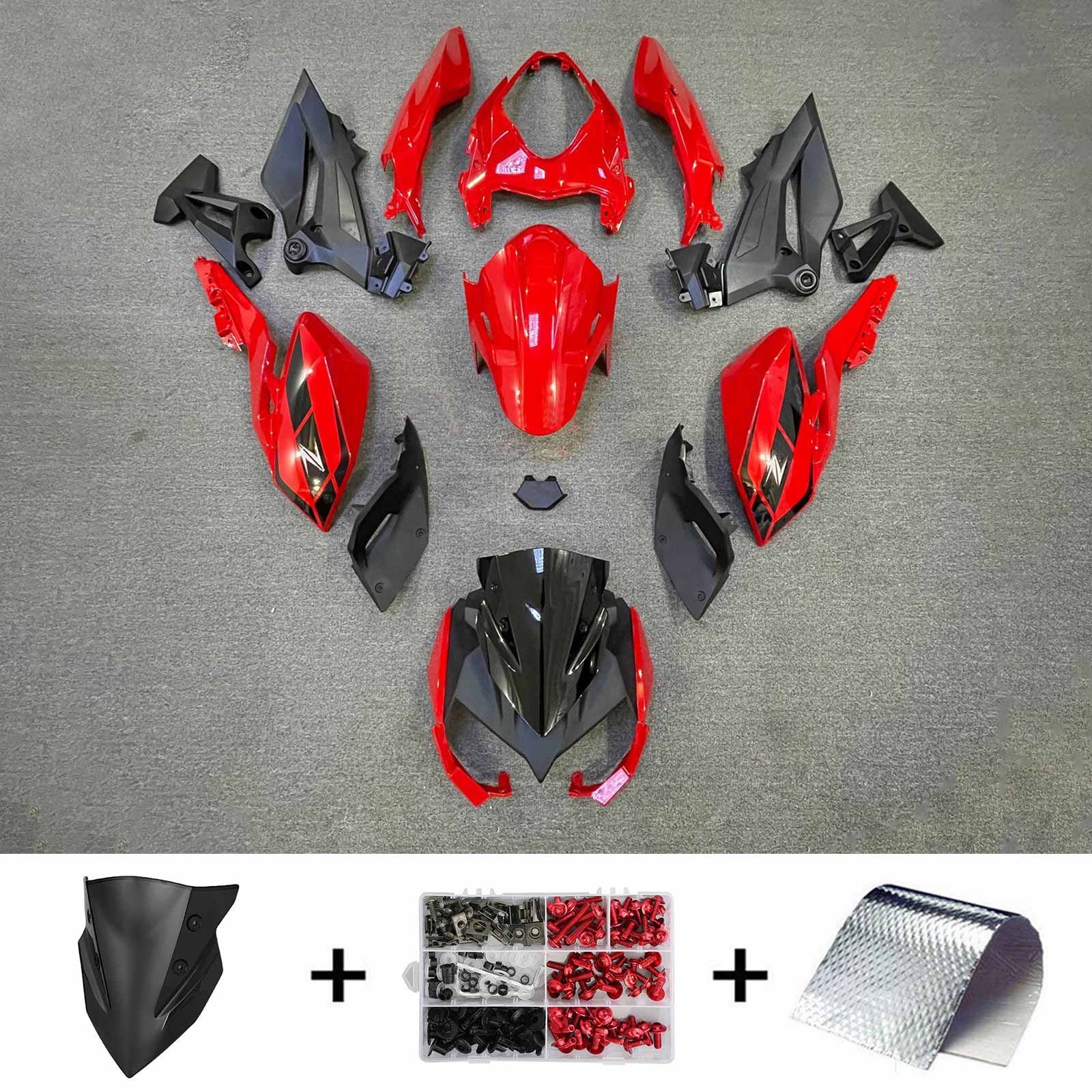 Amotopart 2018-2024 Z400 Kawasaki Black Red Fairing Kit