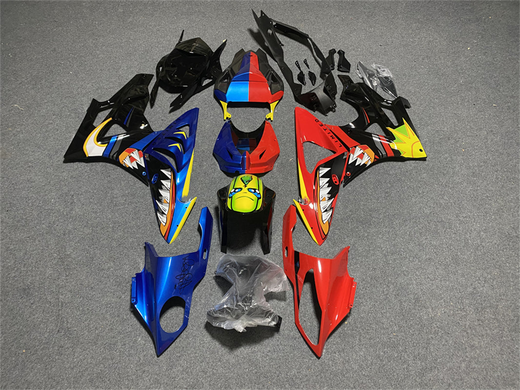 Amotopart BMW S1000RR 2009-2014 レッド&ブルー シャーク ティース フェアリング キット