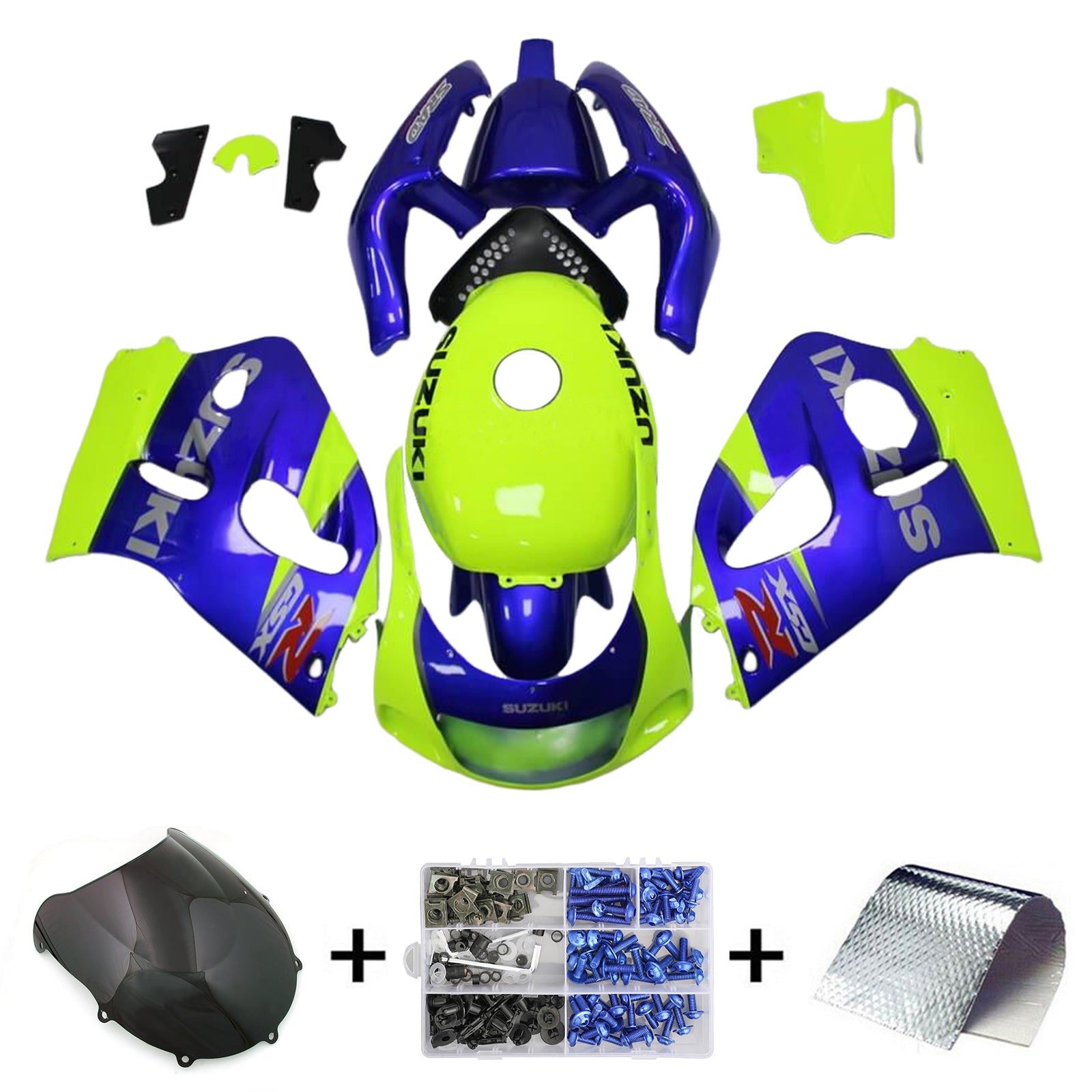 Amotopart Suzuki GSXR600 1996-2000 GSXR750 1996-1999 Blue&Yellow Style2 Fairing Kit