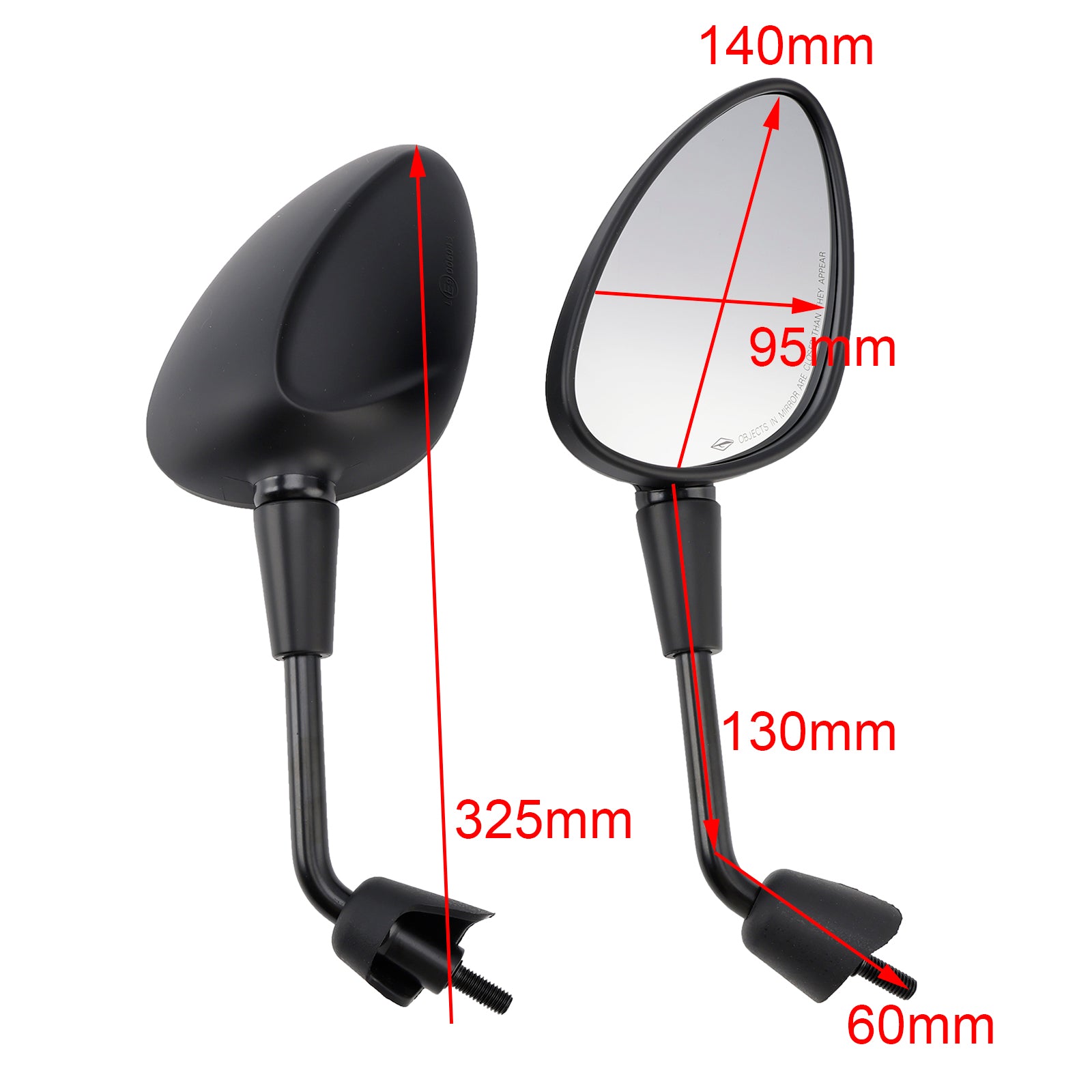 Vespa Sprint 50-150 Primavera 50-125 Gts 125 300 Pair Shorty Mirrors Black