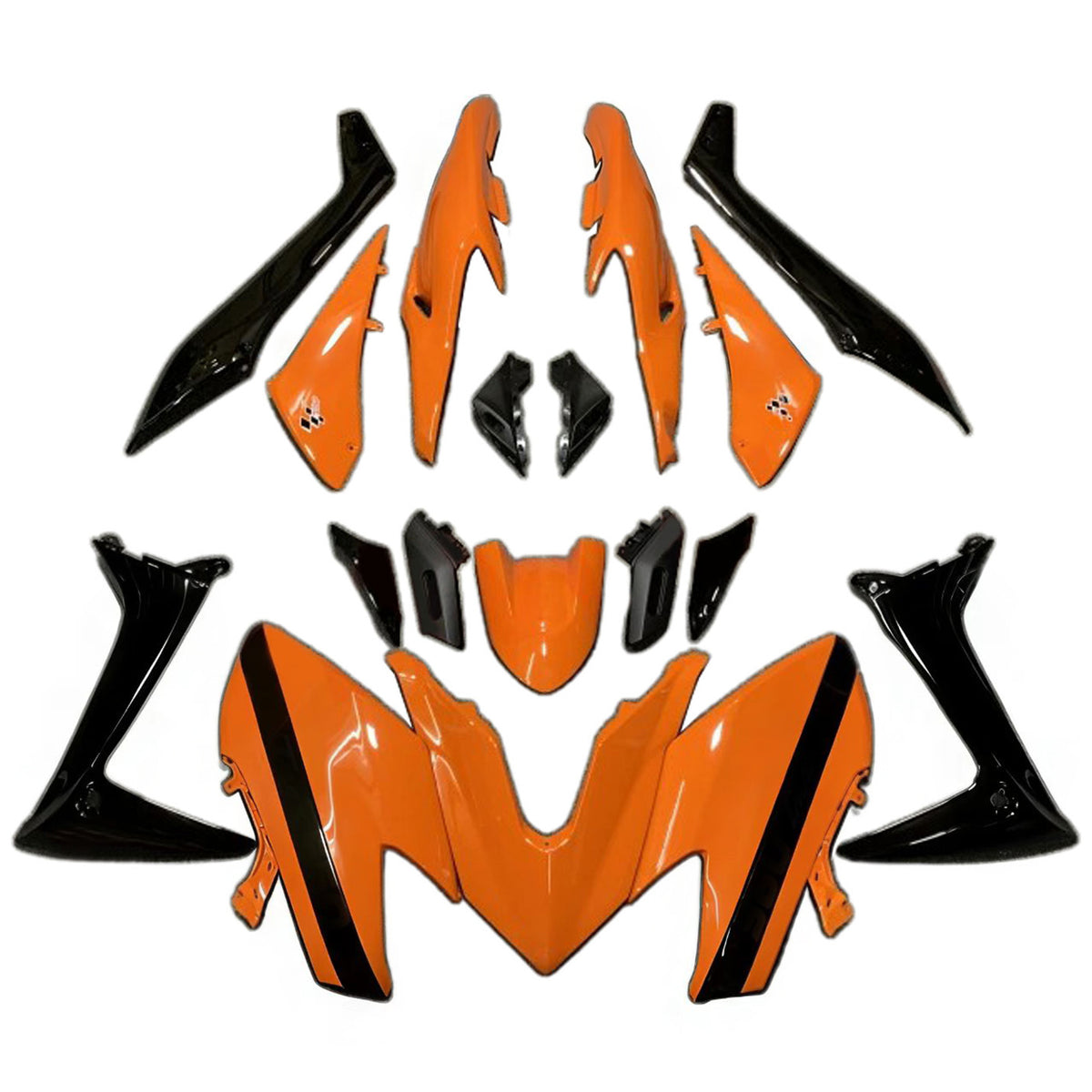 Amotopart 2019–2021 Yamaha TMAX560 Schwarz Orange Verkleidungsset