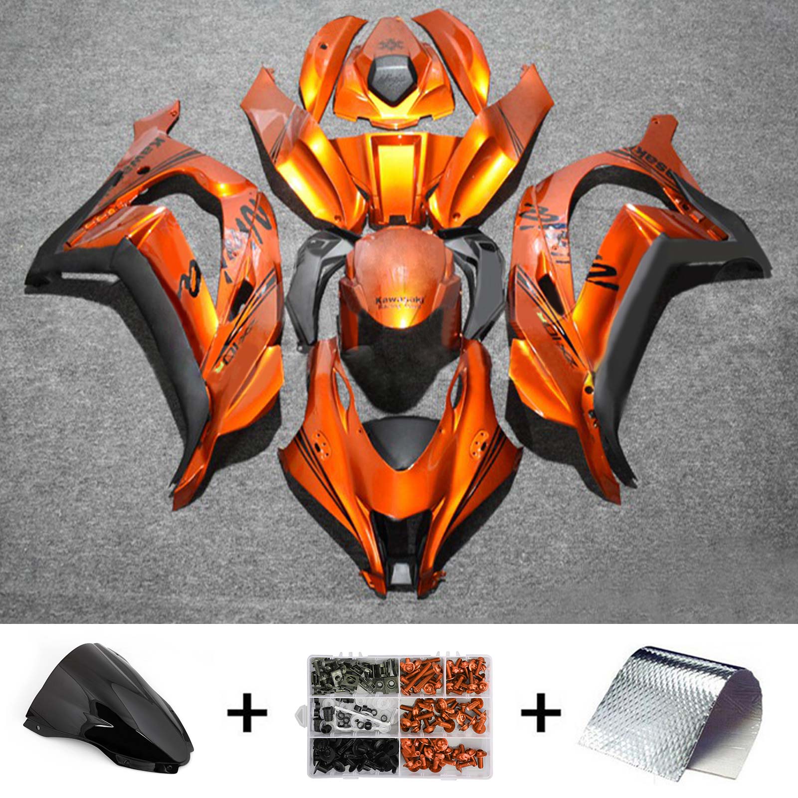 Amotopart 2016-2020 ZX10R Kawasaki Kit de carenado naranja y negro