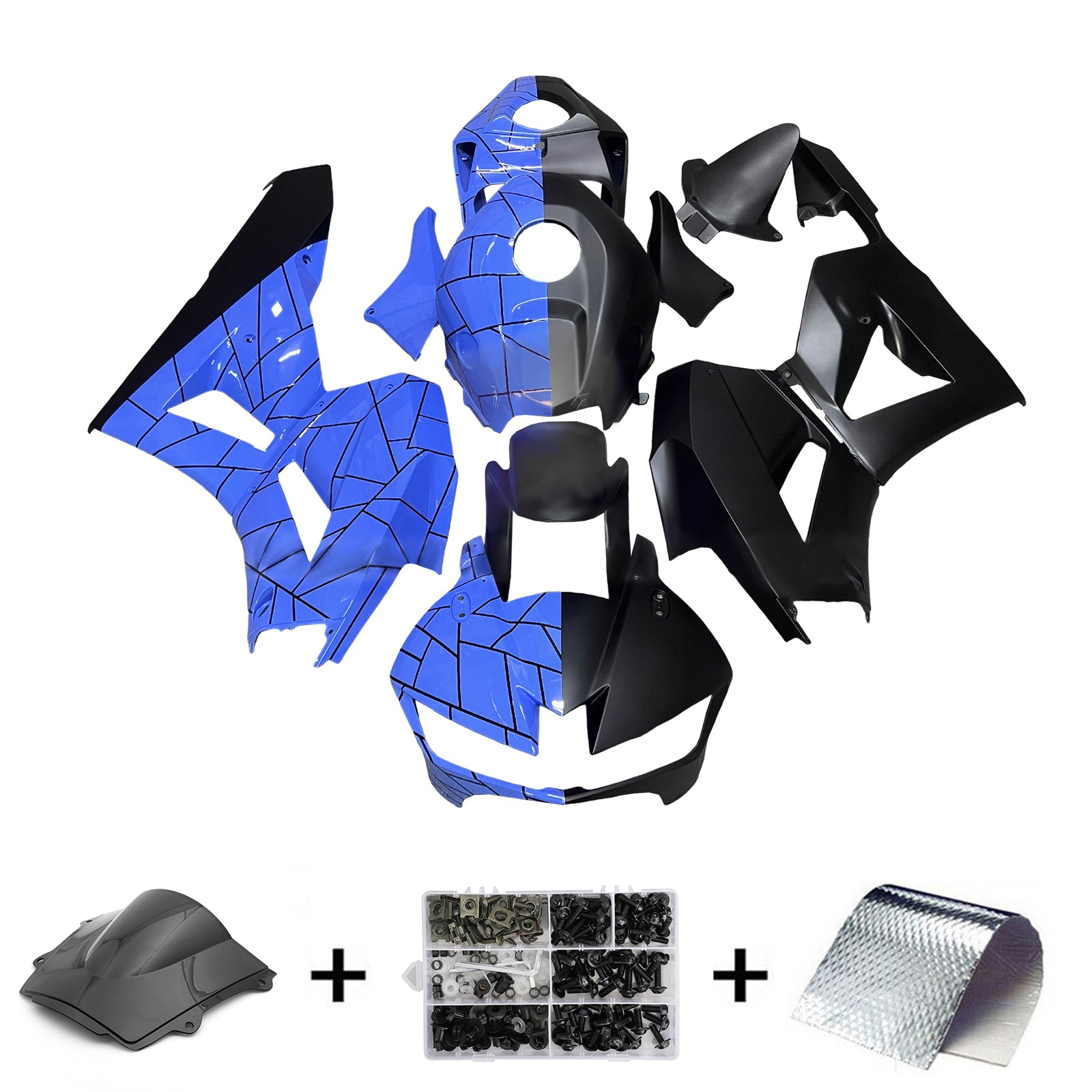 Amotopart 13-25 US ver. & 13-23 European ver. Honda CBR600RR Black Blue Fairing Kit