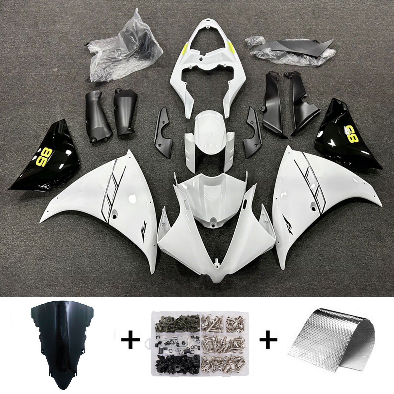 Amotopart 2009-2011 Yamaha YZF-R1 White/Black Fairing Kit