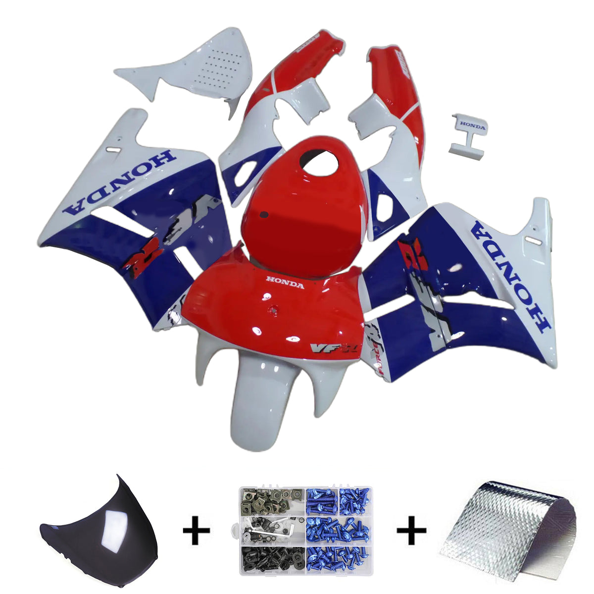 Amotopart 1988-1992 Honda VFR400R NC30 Kit de carenado azul rojo blanco