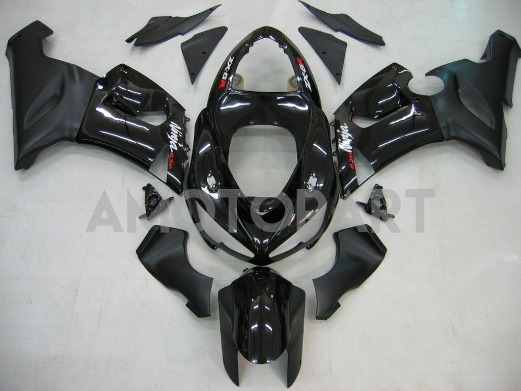 Amotopart 2005-2006 ZX6R 636 Kawasaki Black Fairing Kit