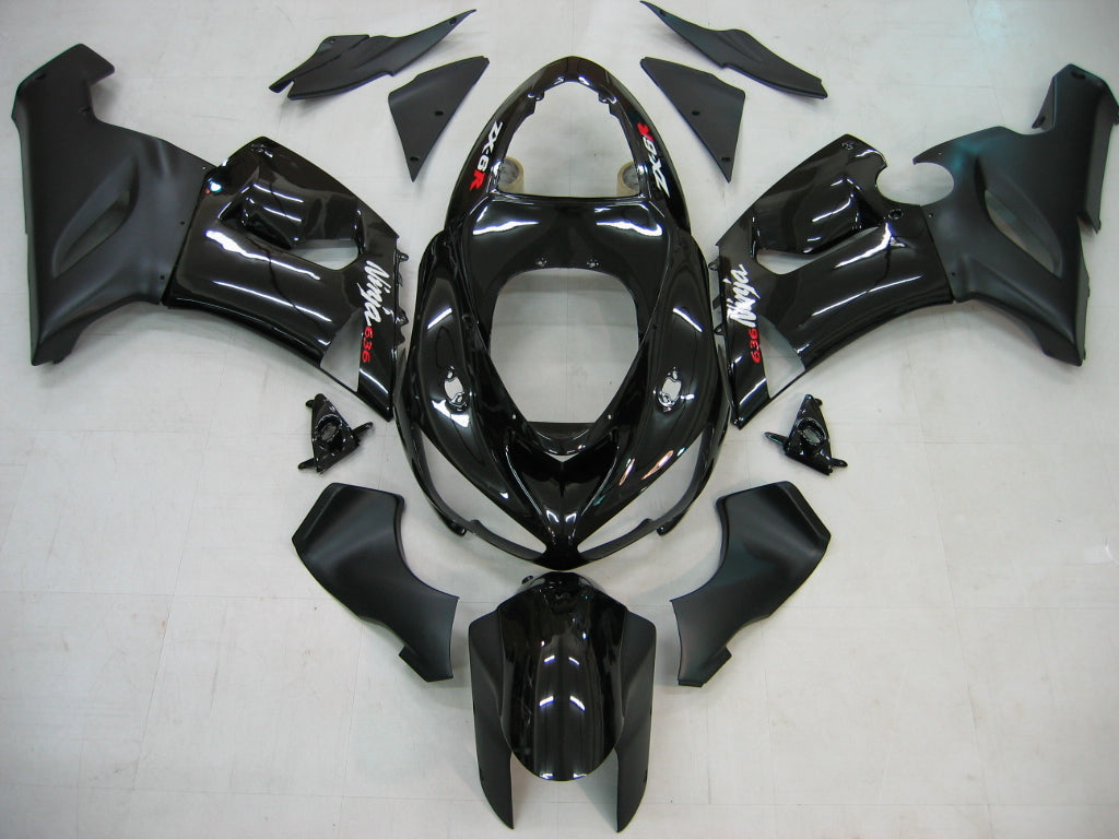 Amotopart 2005-2006 ZX6R 636 Kawasaki Black Fairing Kit