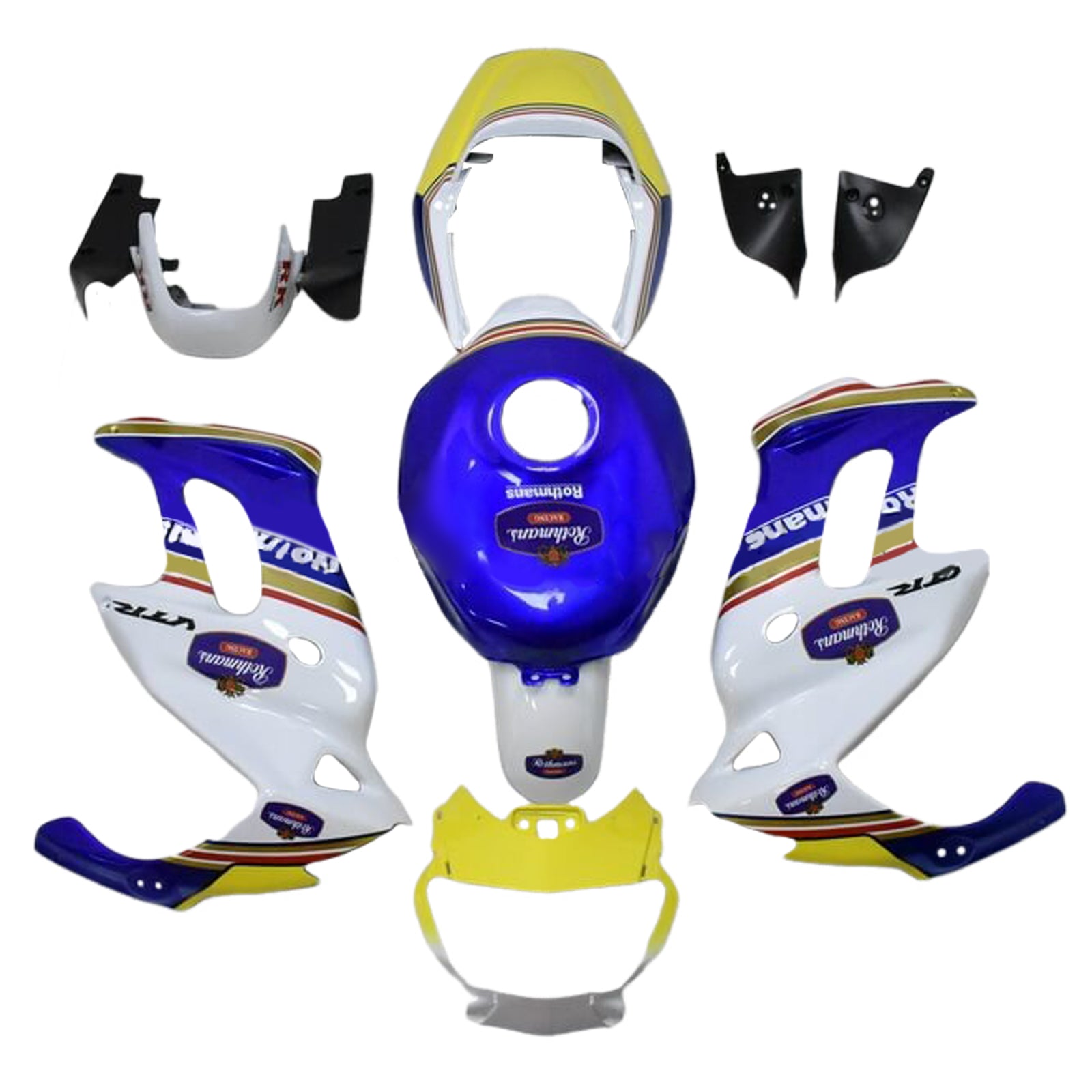 Amotopart 1997-2005 VTR1000F Honda Kit de carénage bleu et jaune