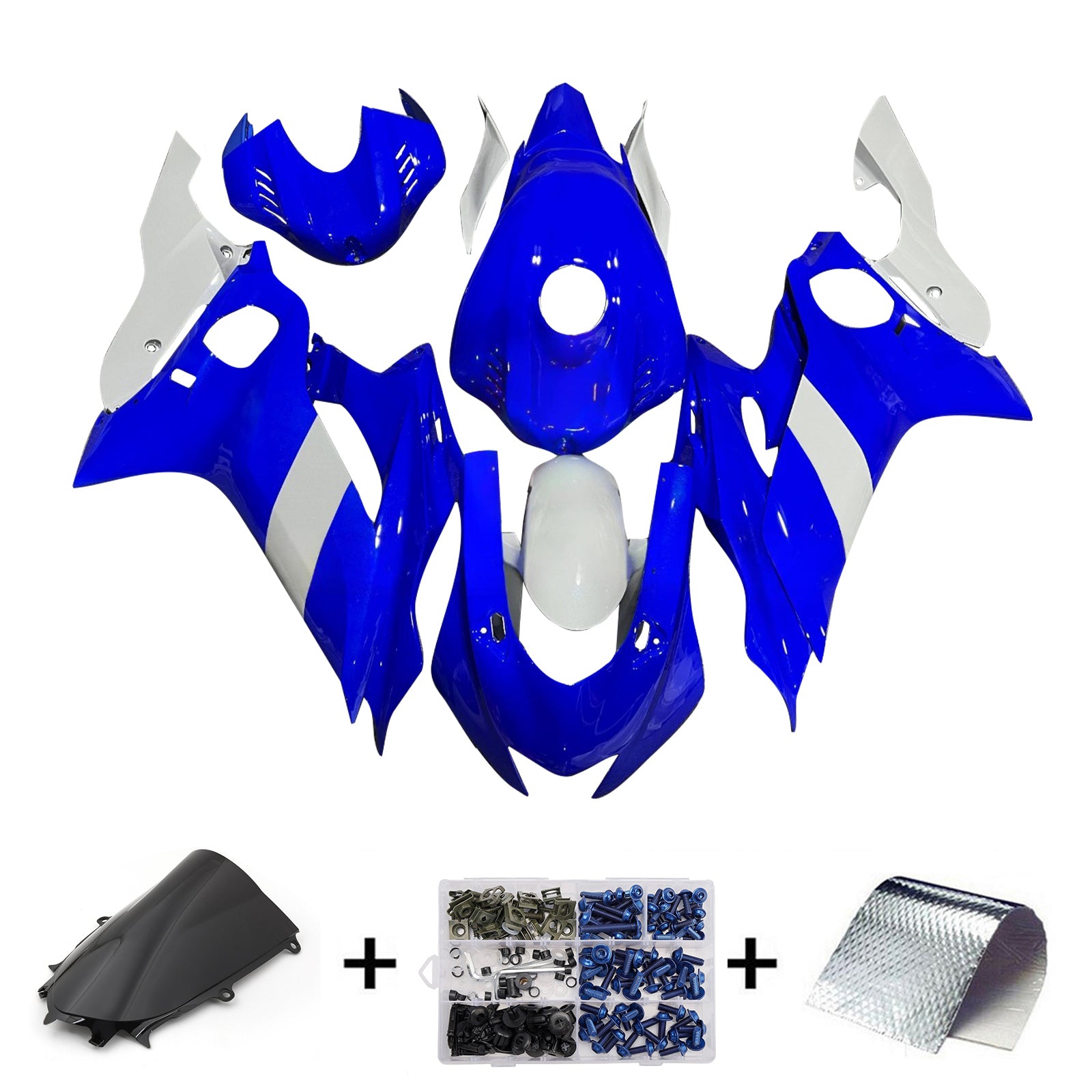 Amotopart 2017-2023 Yamaha YZF-R6 Grey Blue Fairing Kit