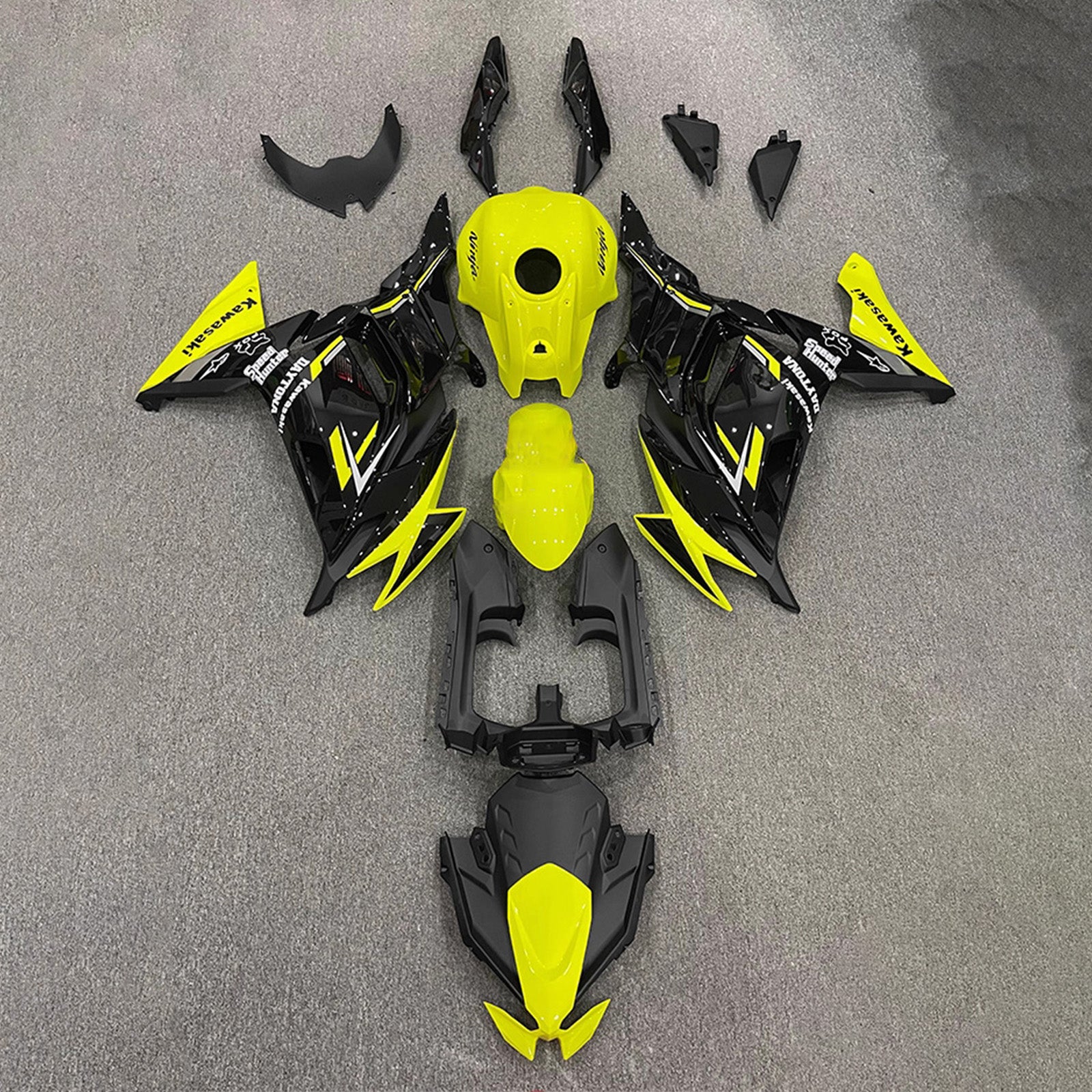 Amotopart 2020-2025 Kawasaki ER6F/Ninja650 Yellow Black Fairing Kit