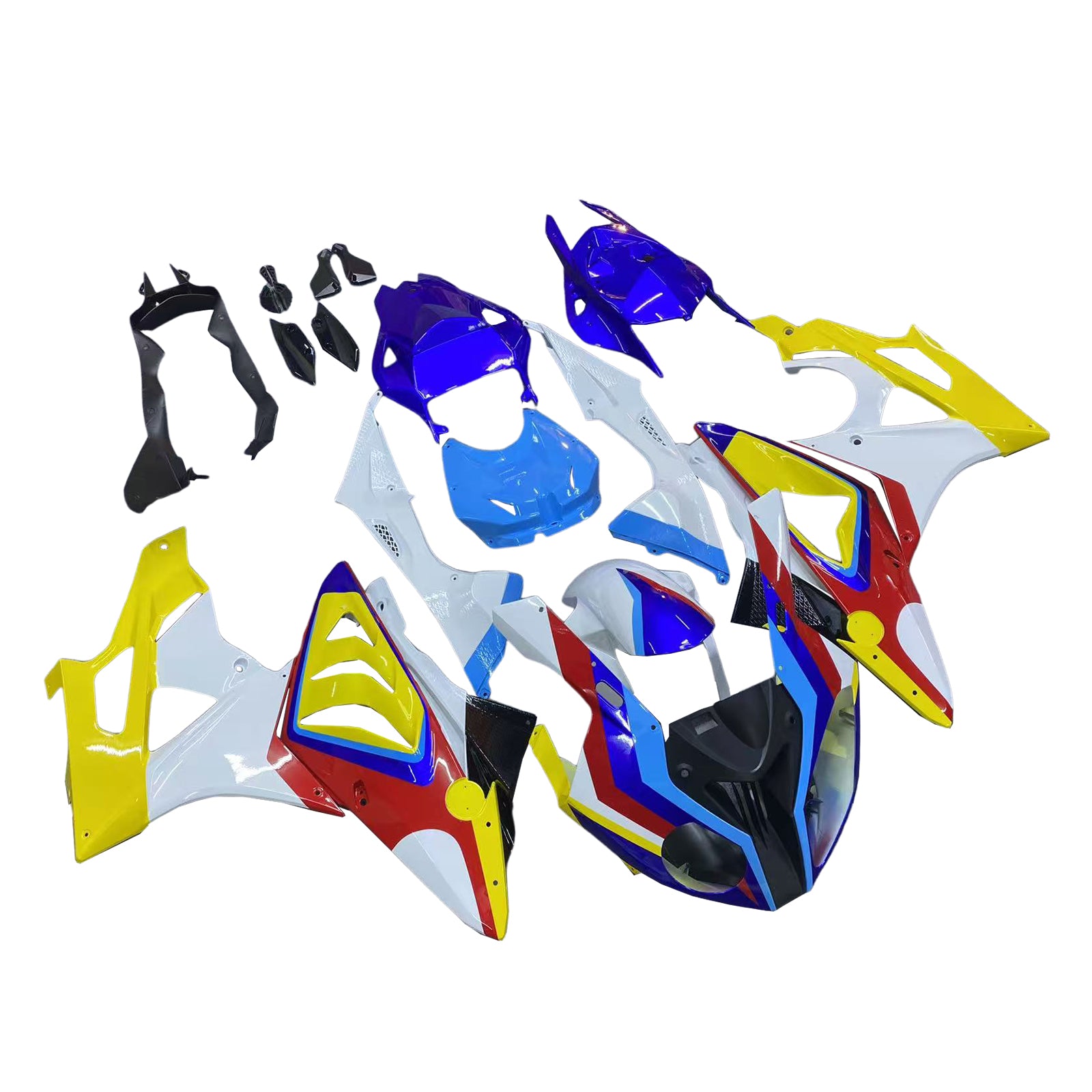 Amotopart 2009-2014 BMW S1000RR Kit de carénage blanc jaune bleu