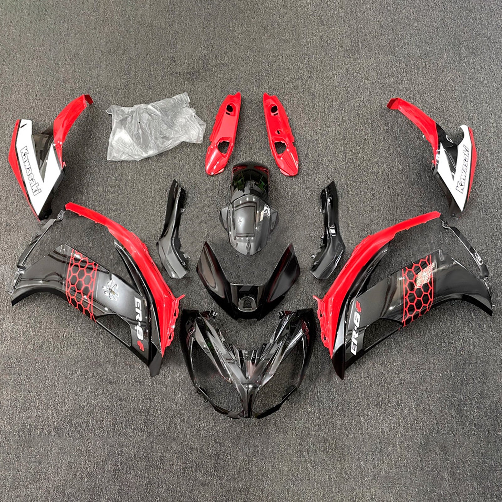 Amotopart 2012-2016 Kawasaki ER6F/Ninja650 Black Red Fairing Kit