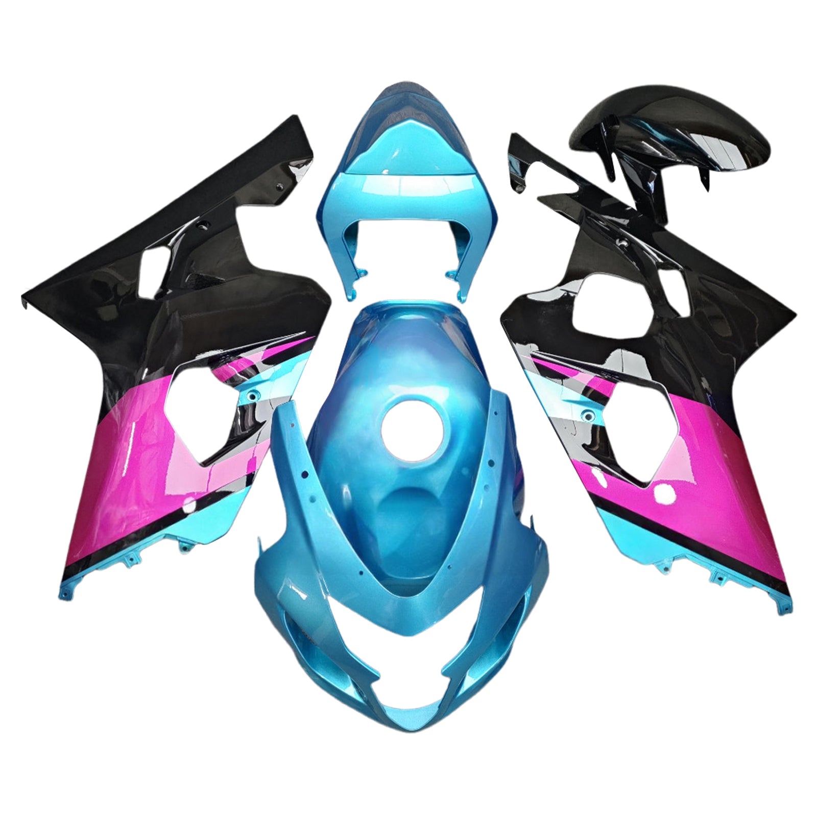 Amotopart 2004-2005 Suzuki GSXR 600/750 Light Blue Pink Black Fairing Kit