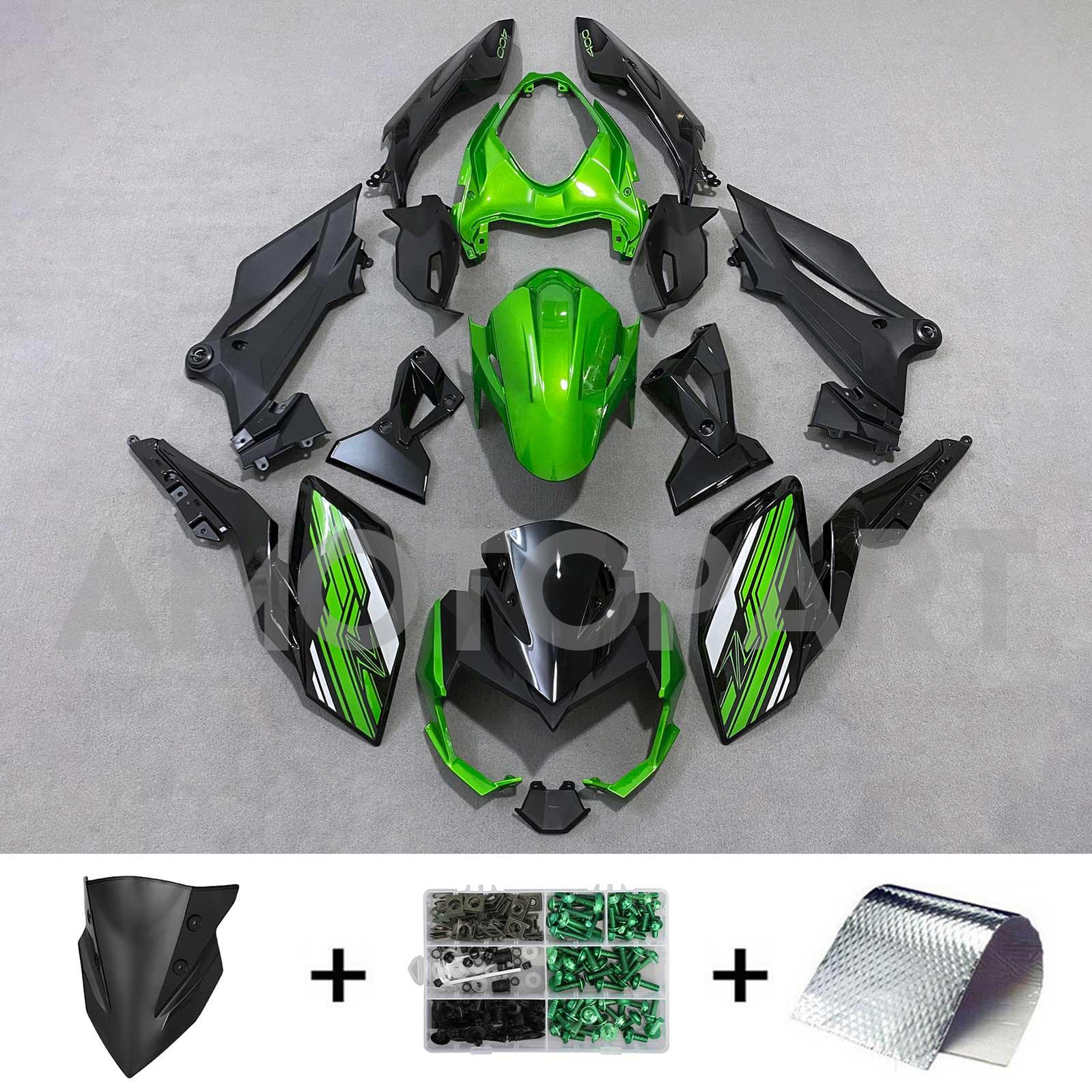 Amotopart 2018-2024 Z400 Kawasaki Green Black Style1 Fairing Kit