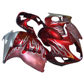 Amotopart 1999-2007 GSX1300R Hayabusa Suzuki Red with White Flame Fairing Kit