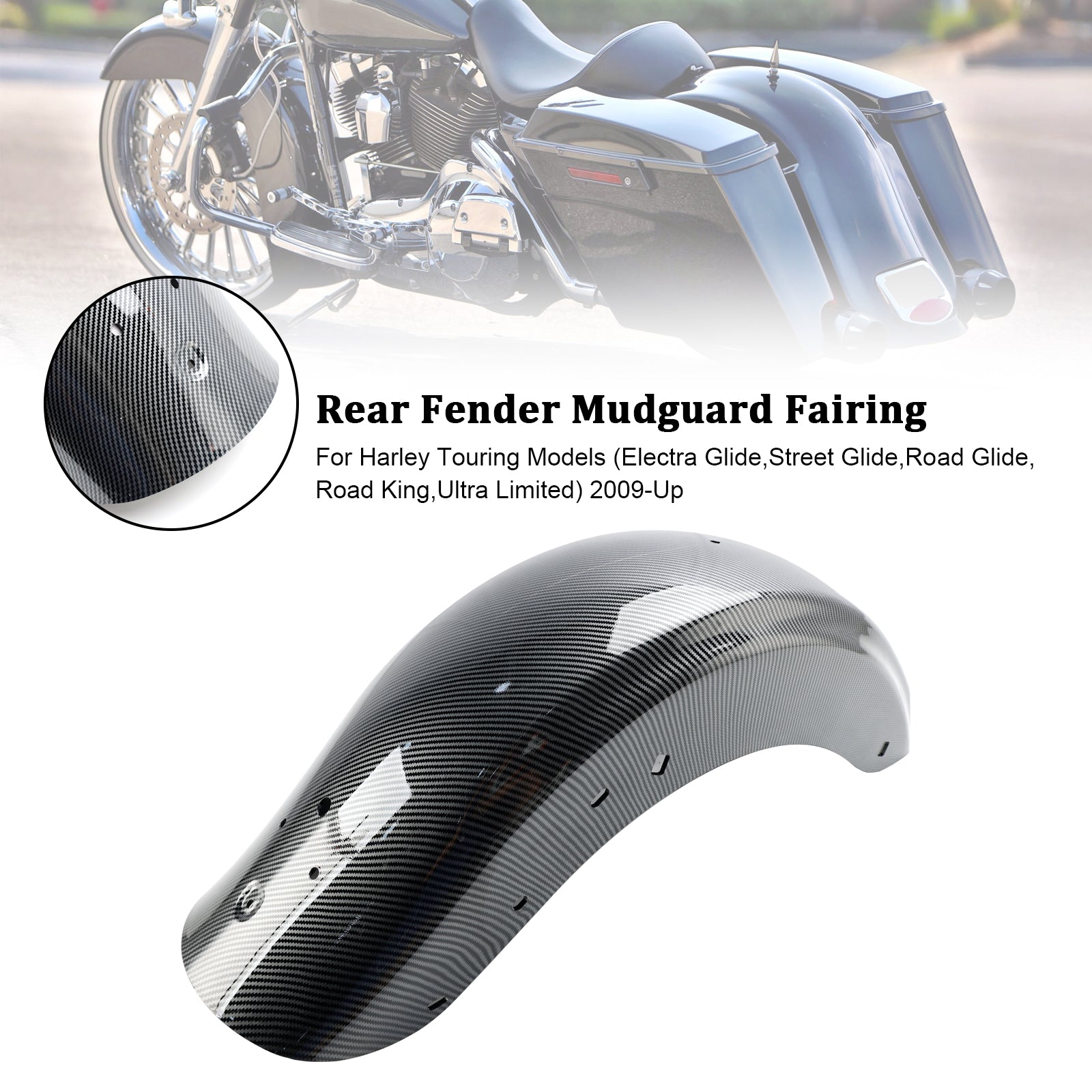 2009-2024 Harley Touring Electra Street Road Glide Carénage de garde-boue arrière