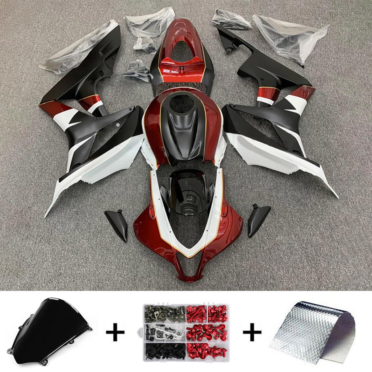 Amotopart 2007–2008 Honda CBR600RR Weiß Rot Schwarz Verkleidungsset