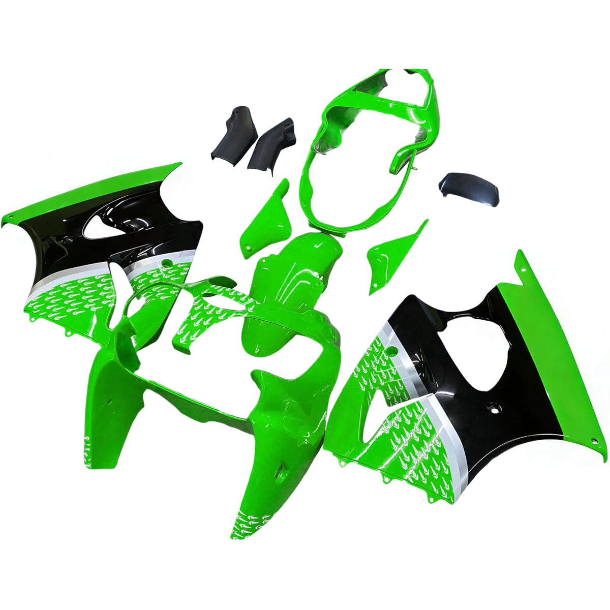 Amotopart 2000-2002 2005-2008 Kawasaki ZX-6R 636 ZZR600 Green Black White Fairing Kit
