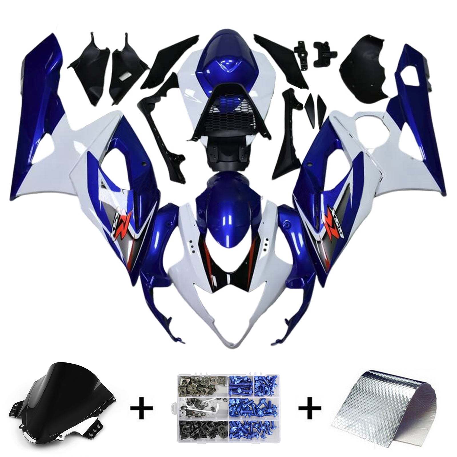 Amotopart 2005-2006 K5 GSXR1000 Suzuki Kit de carénage bleu et blanc