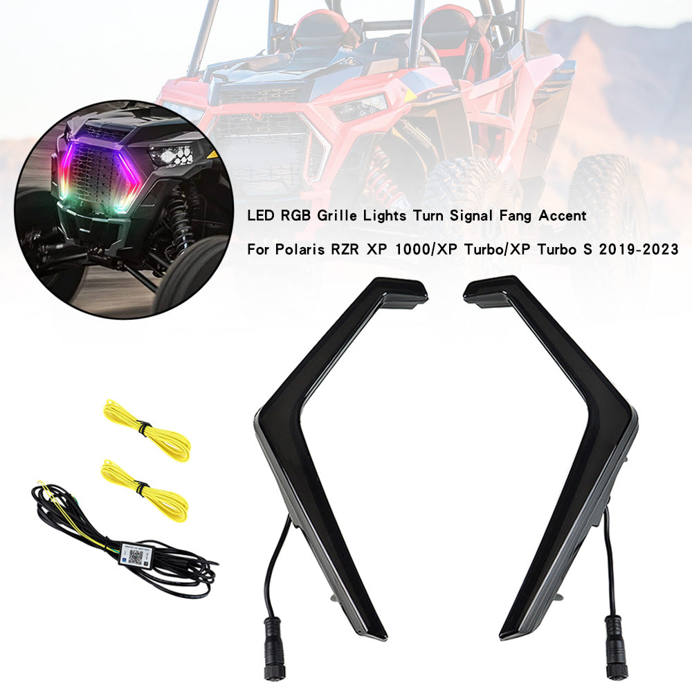 LED RGB Grille Lights Turn Signal Fang Accent For Polaris RZR XP 1000 Turbo 2019-22