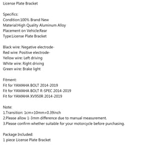 License Plate Holder Frame Bracket fit for YAMAHA BOLT R-SPEC XV950R 2014-2019