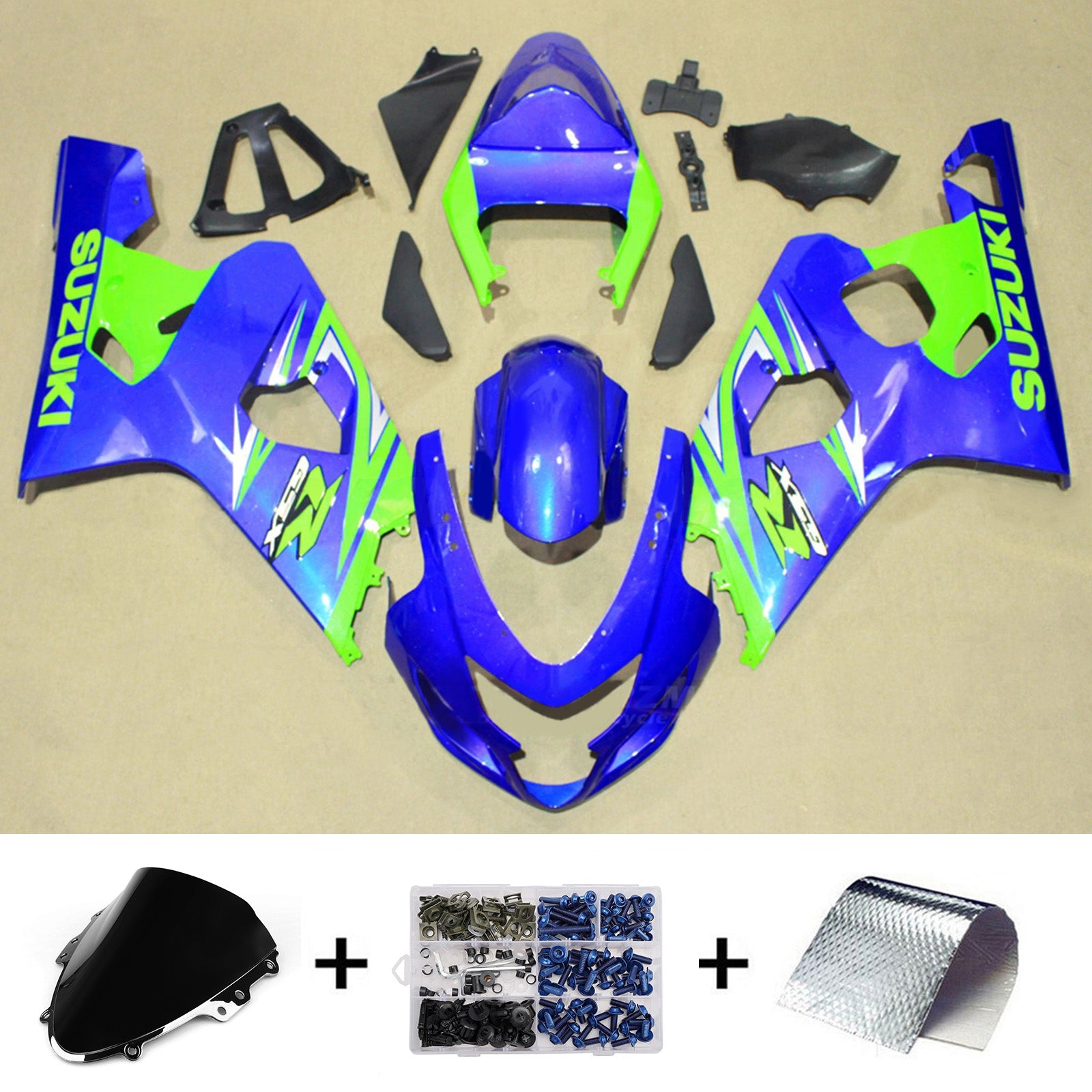 Amotopart 2004-2005 Suzuki GSXR 600/750 Blue Green Fairing Kit