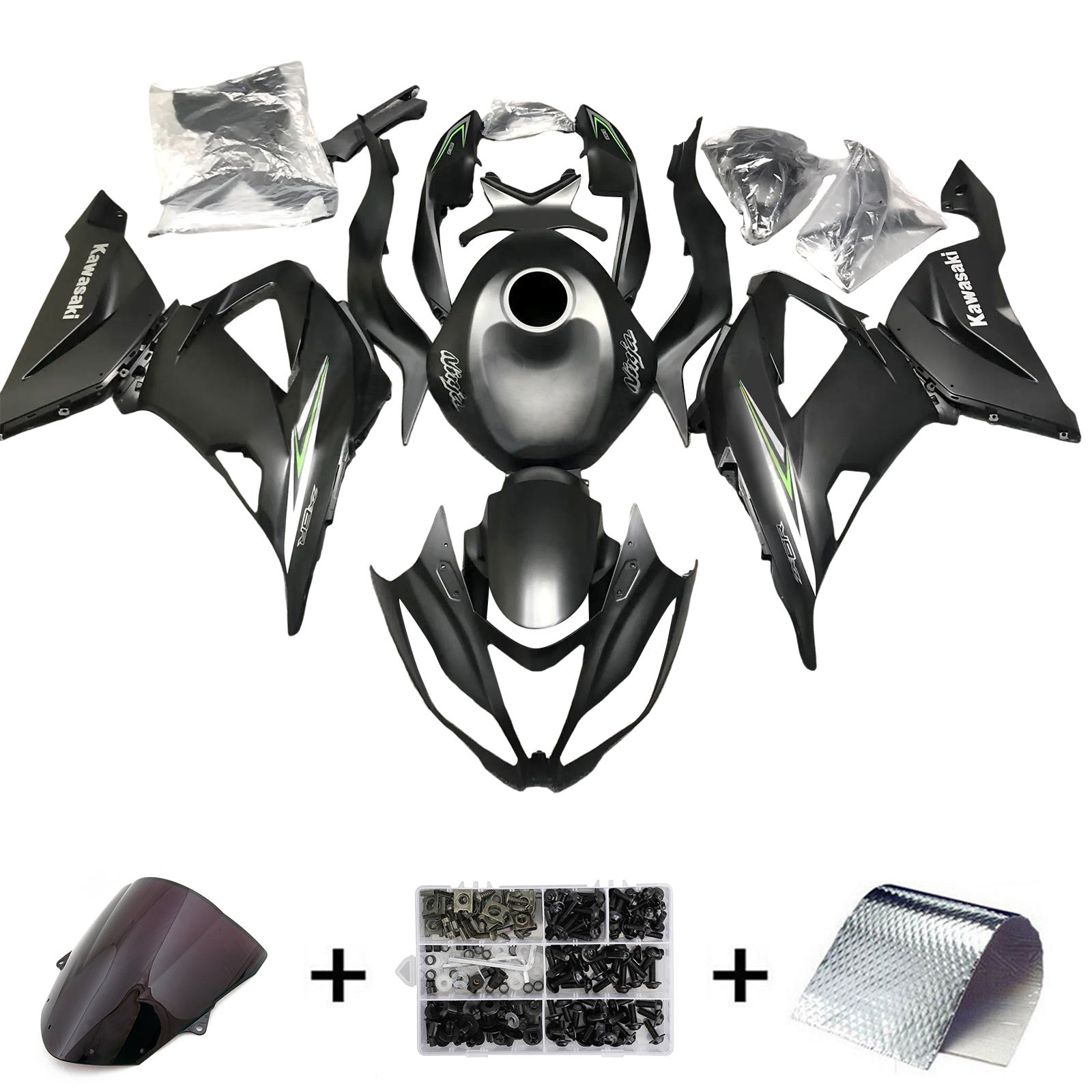 Amotopart 2013-2018 Kawasaki ZX6R 636 Black Fairing Kit