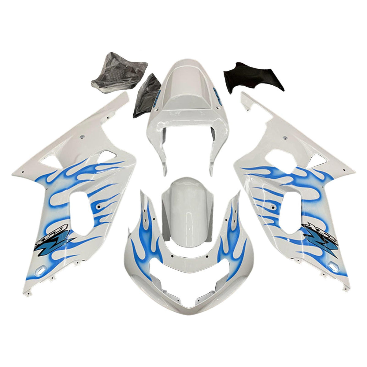 Amotopart Suzuki 01-03 GSXR600 y 00-03 GSXR750 Azul Blanco Style2 Kit de carenado