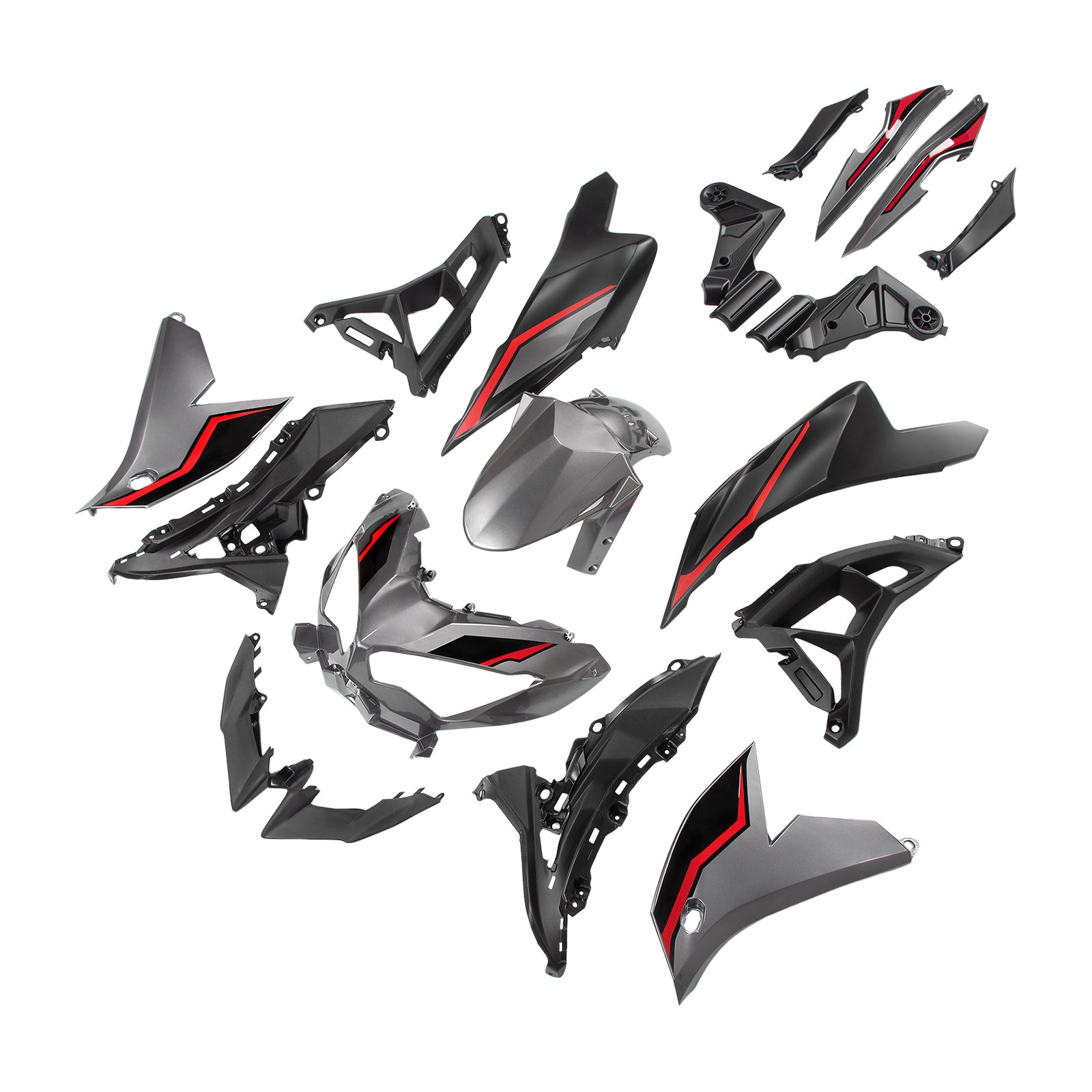 Amotopart 2022-2024 Kawasaki VERSYS 650 KLE ABS Sliver Red pattern Fairing Kit