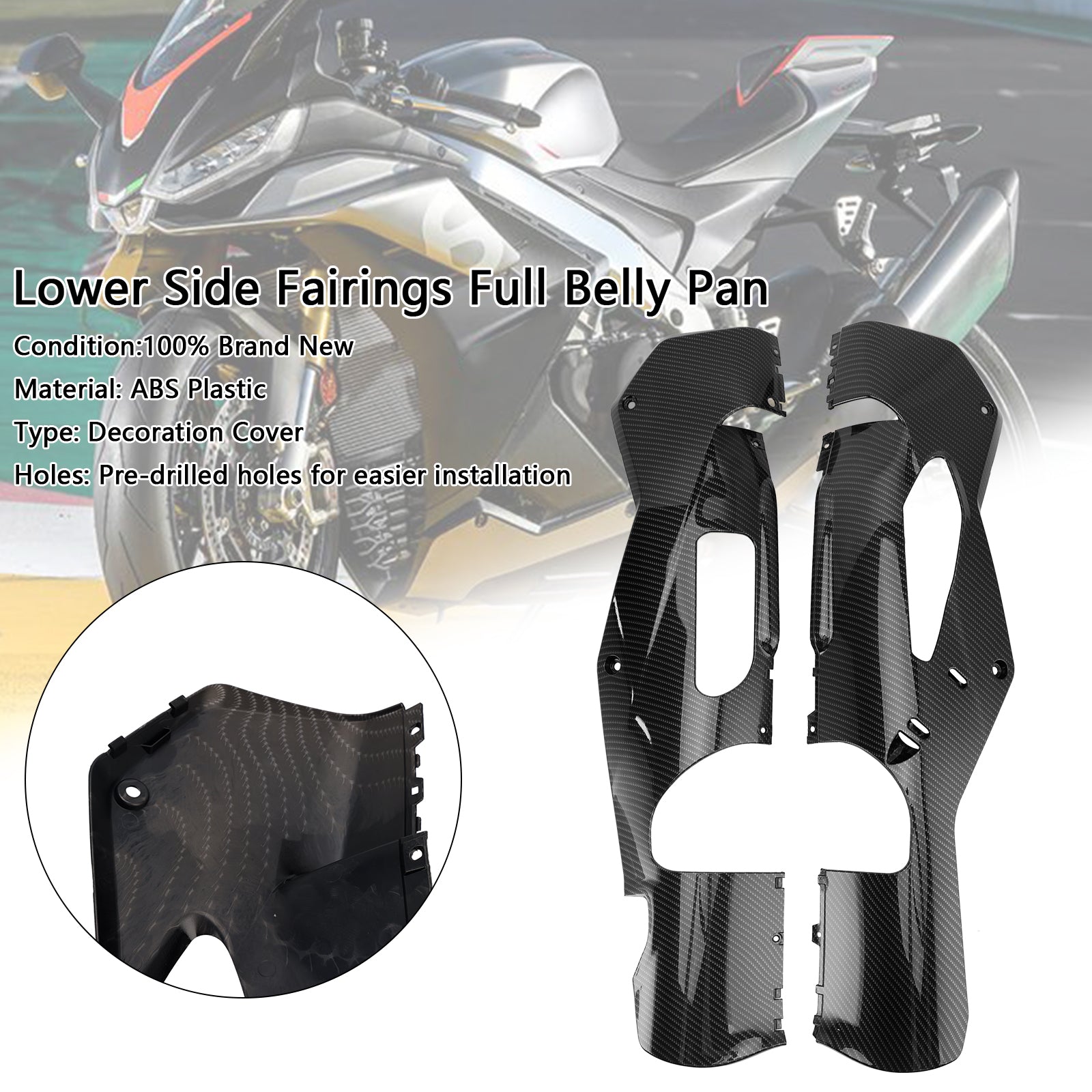 2021-2024 Aprilia RSV4 Lower Side Fairings Full Belly Pan Plate Cover